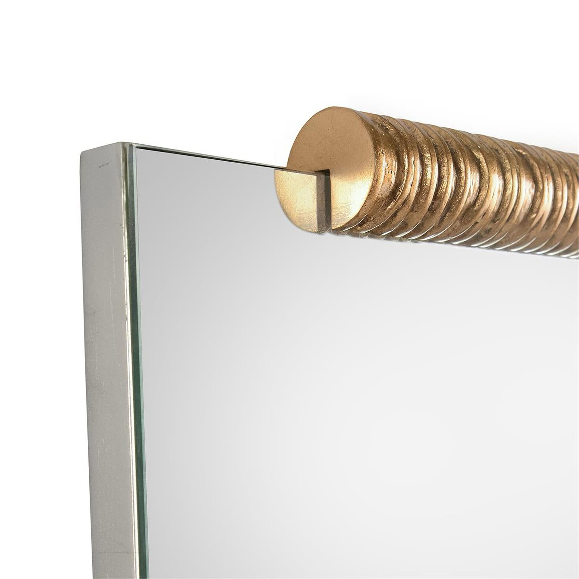 Annulus contemporary wall mirror with gold frame and sleek design.