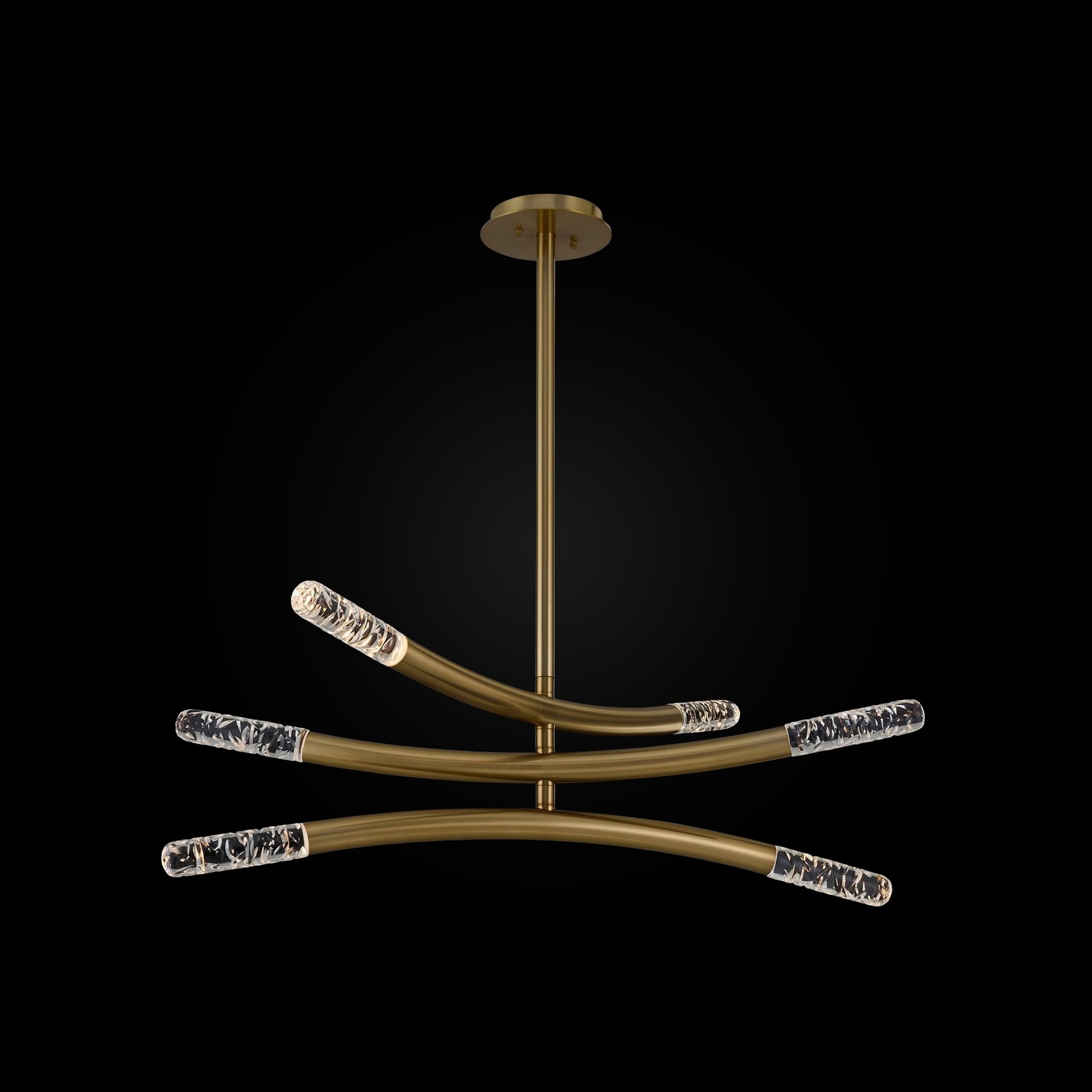 Elegant modern chandelier with crystal accents and gold finish for luxurious lighting.