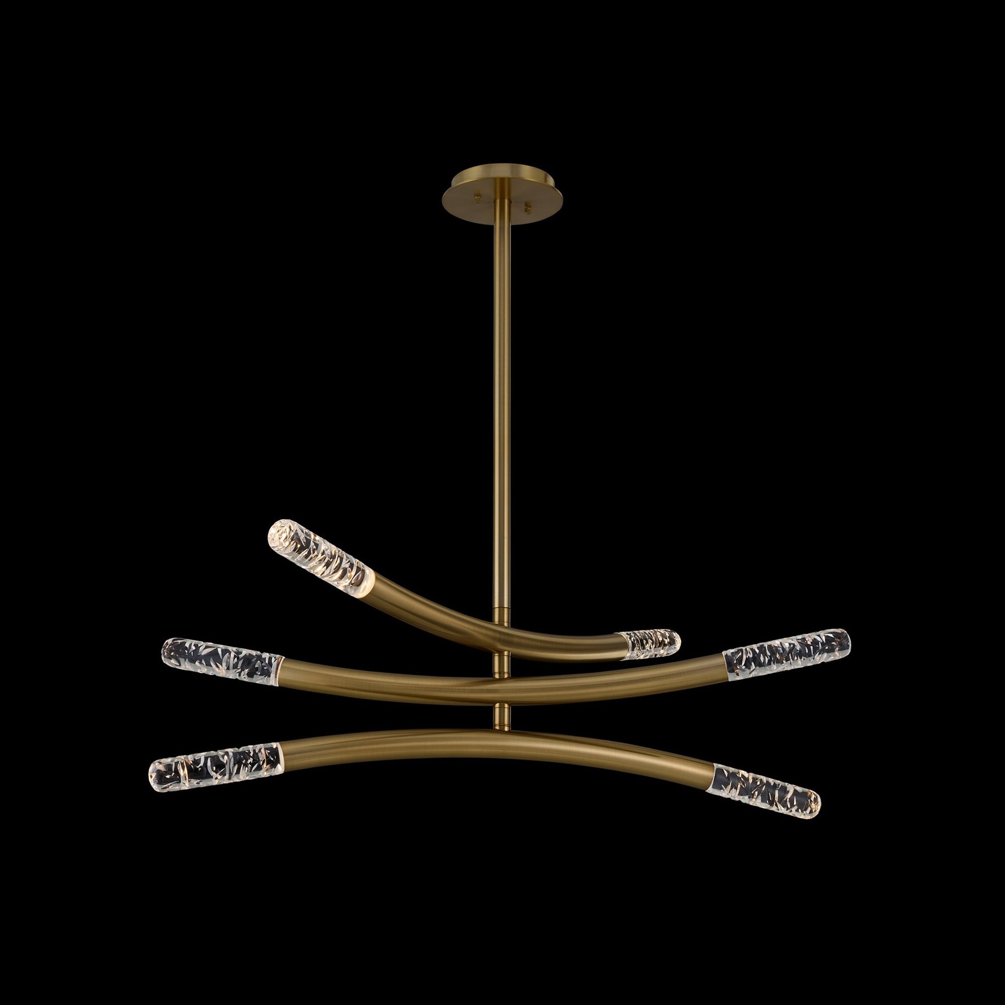 Elegant modern chandelier with crystal accents and gold finish for luxurious lighting.