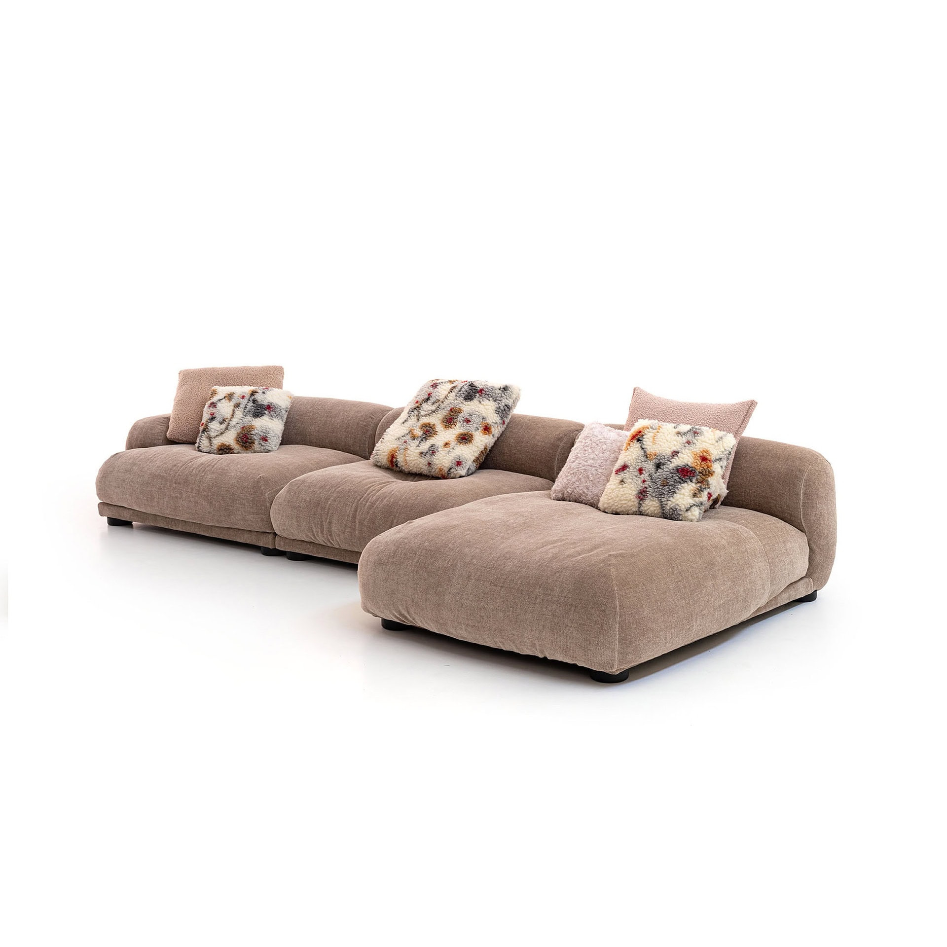 Modern Me-Time Modular Sectional Sofa with plush cushions and soft fabric upholstery. Perfect for co.