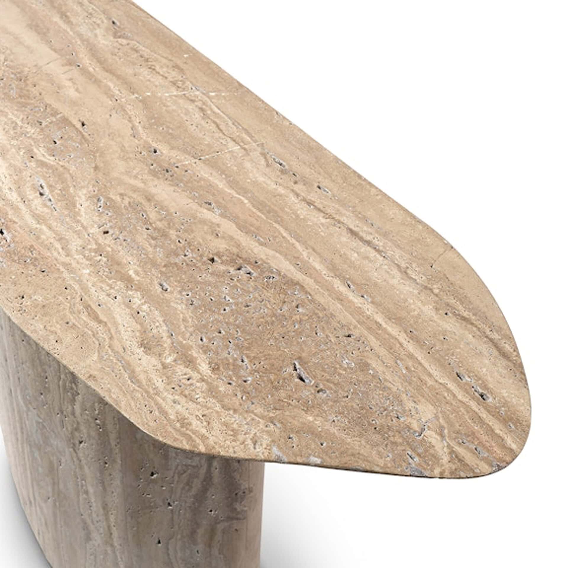 Algiers Travertine outdoor console table with natural stone finish.