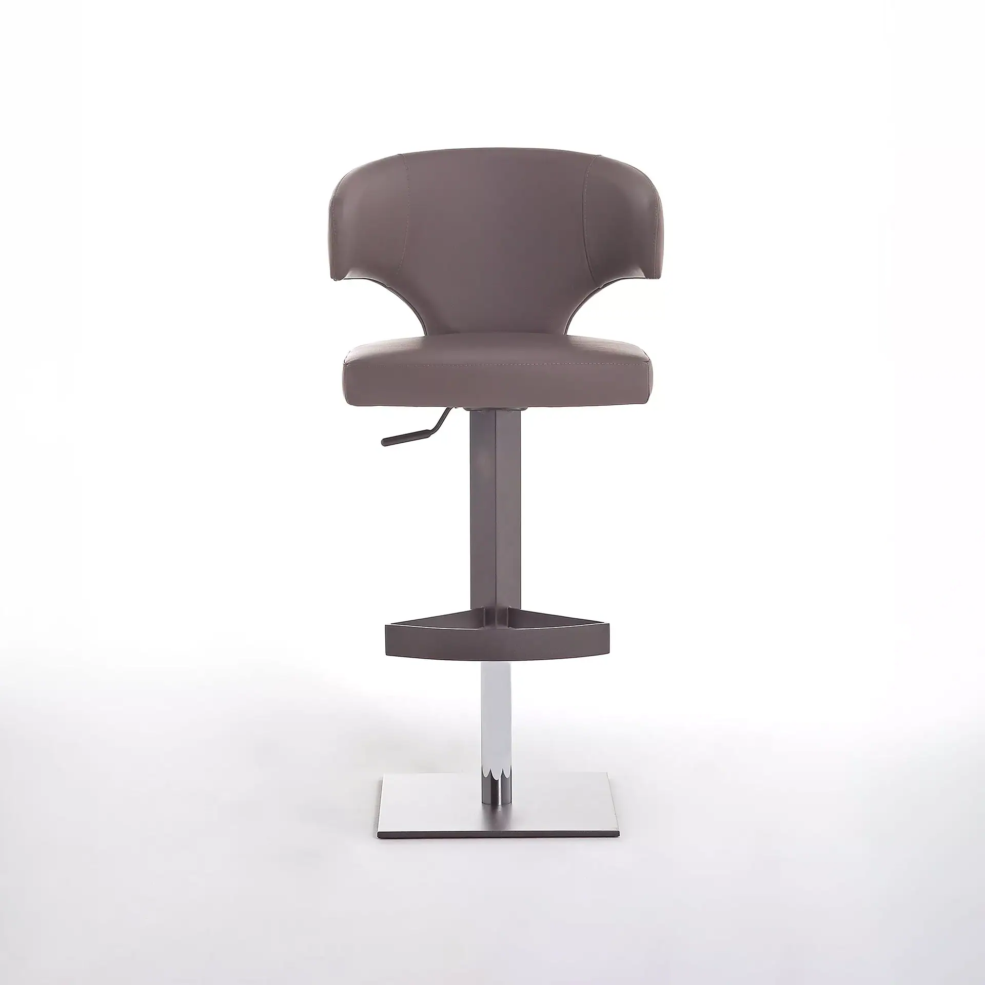 Sklar Furnishings Wing modern adjustable swivel bar stool with backrest.