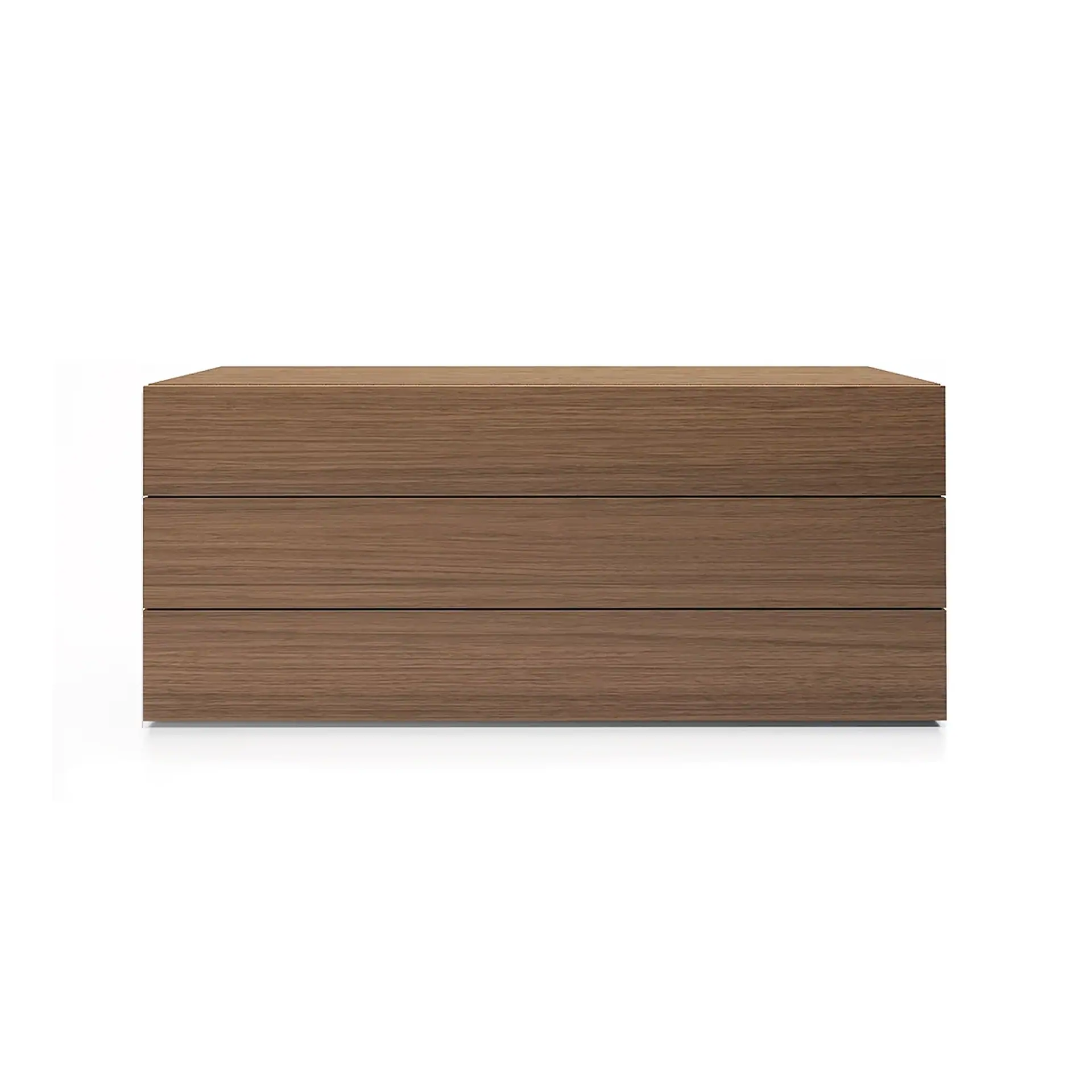 Sklar Furnishings modern dresser with three drawers in a natural wood finish.
