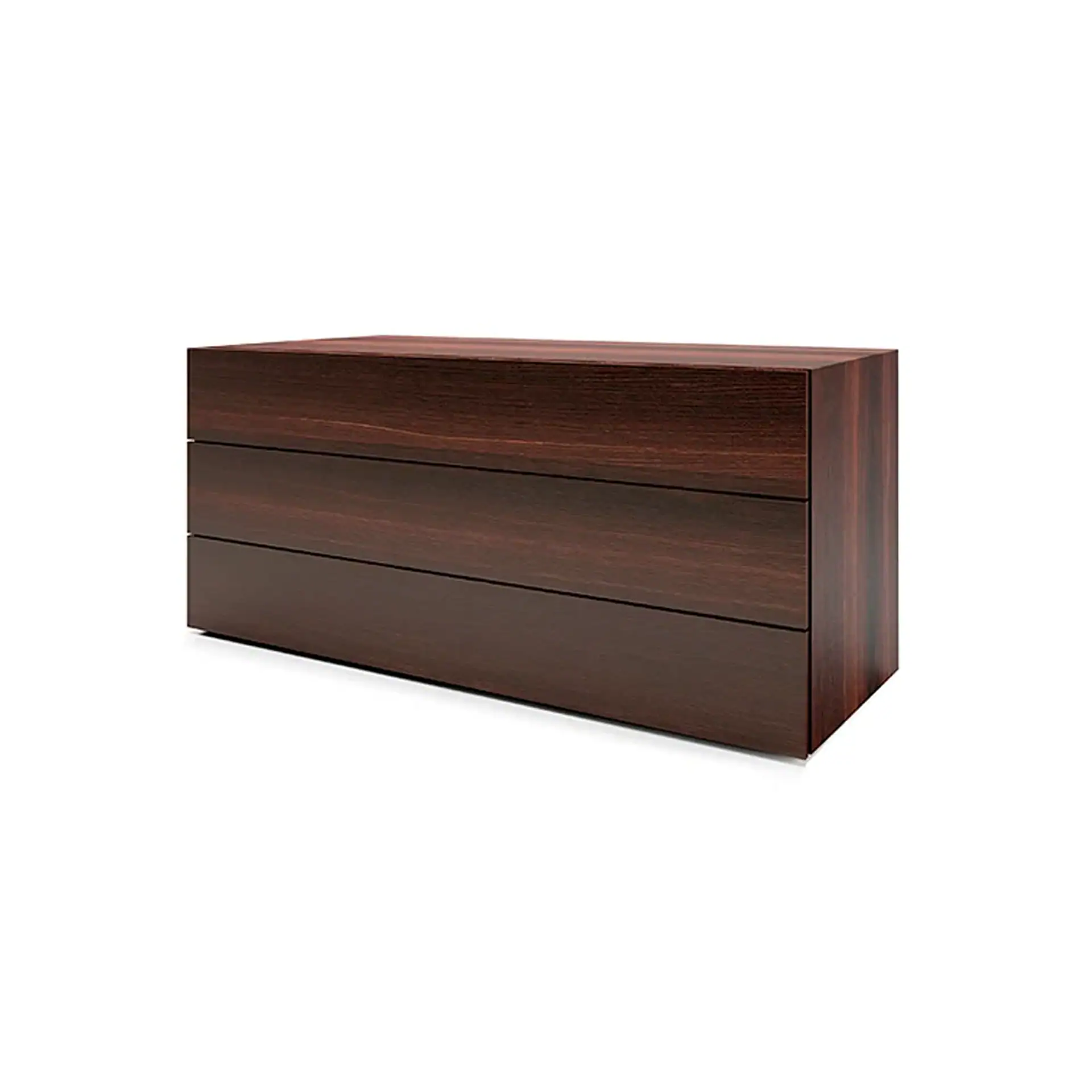 Sklar Furnishings modern dresser with three drawers in a dark wood finish.
