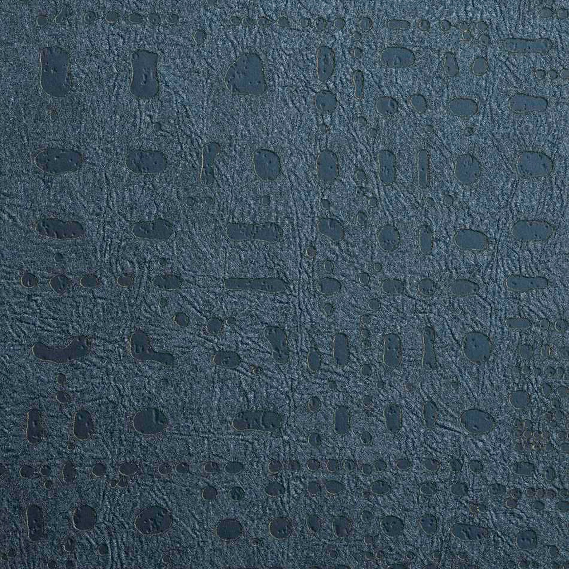 Textured blue Shambala wallpaper with geometric cutouts for stylish interiors.