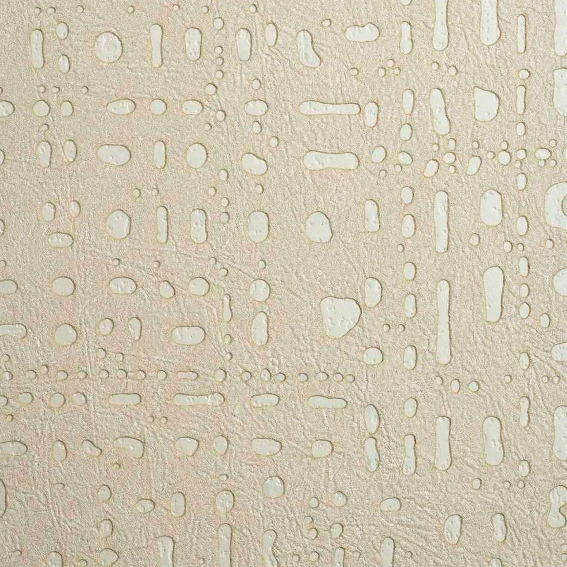 Textured beige Shambala wallpaper with abstract cut-out design.