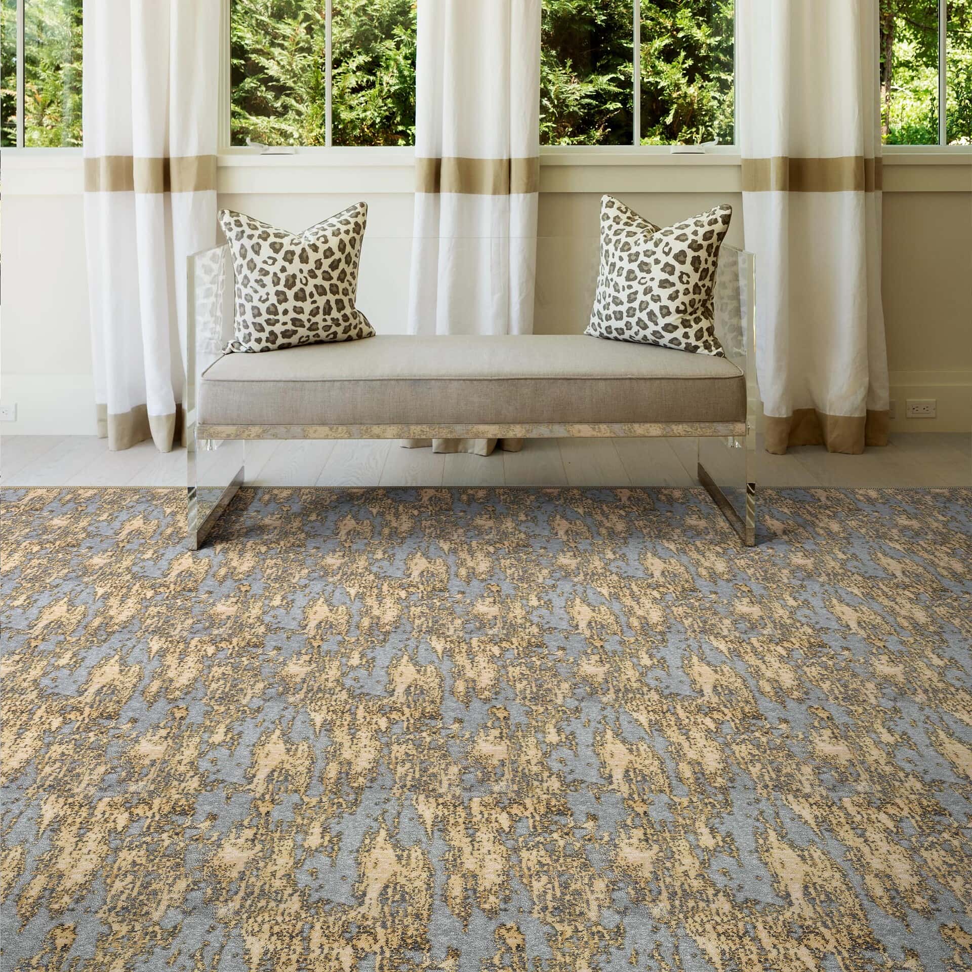 Elegant Arabella patterned area rug in neutral tones.