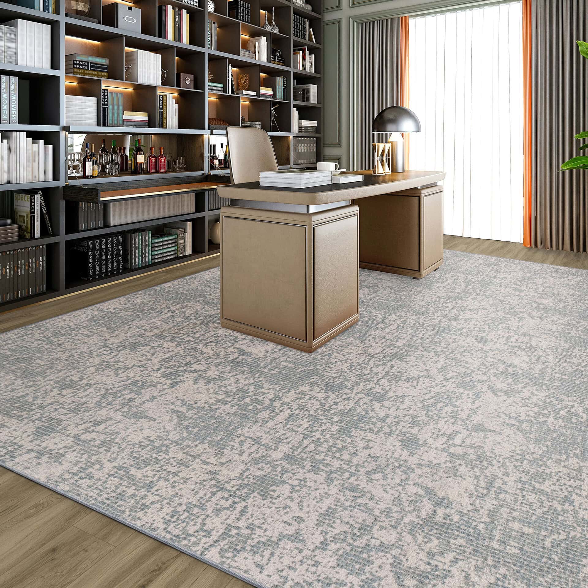 Woven area rug with a subtle pattern, perfect for modern living spaces.