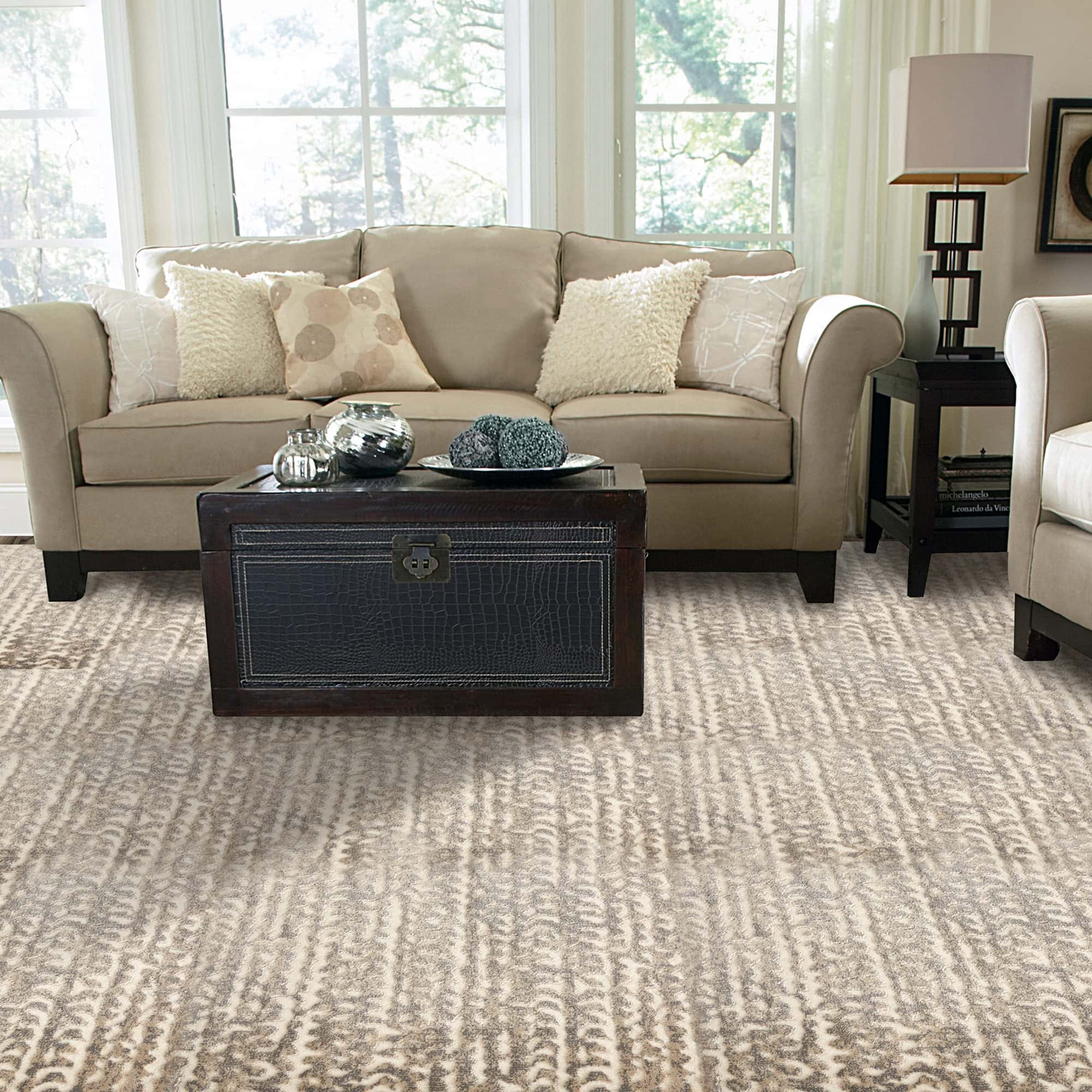Woven area rug with a textured pattern, perfect for living room decor. Adds warmth and style to your.