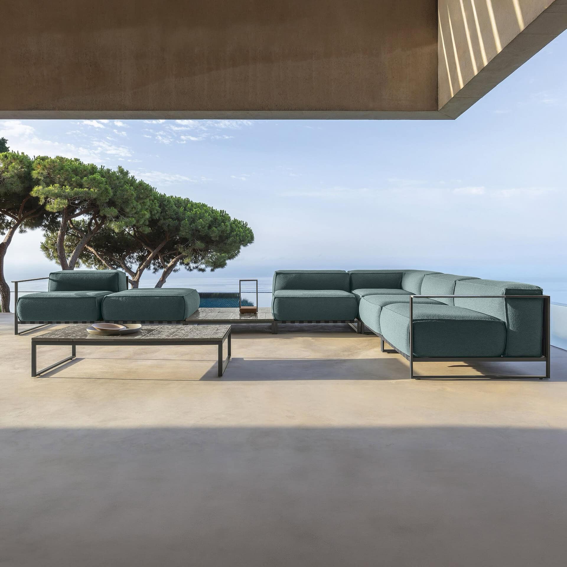 Outdoor modular sectional sofa for stylish patio seating.