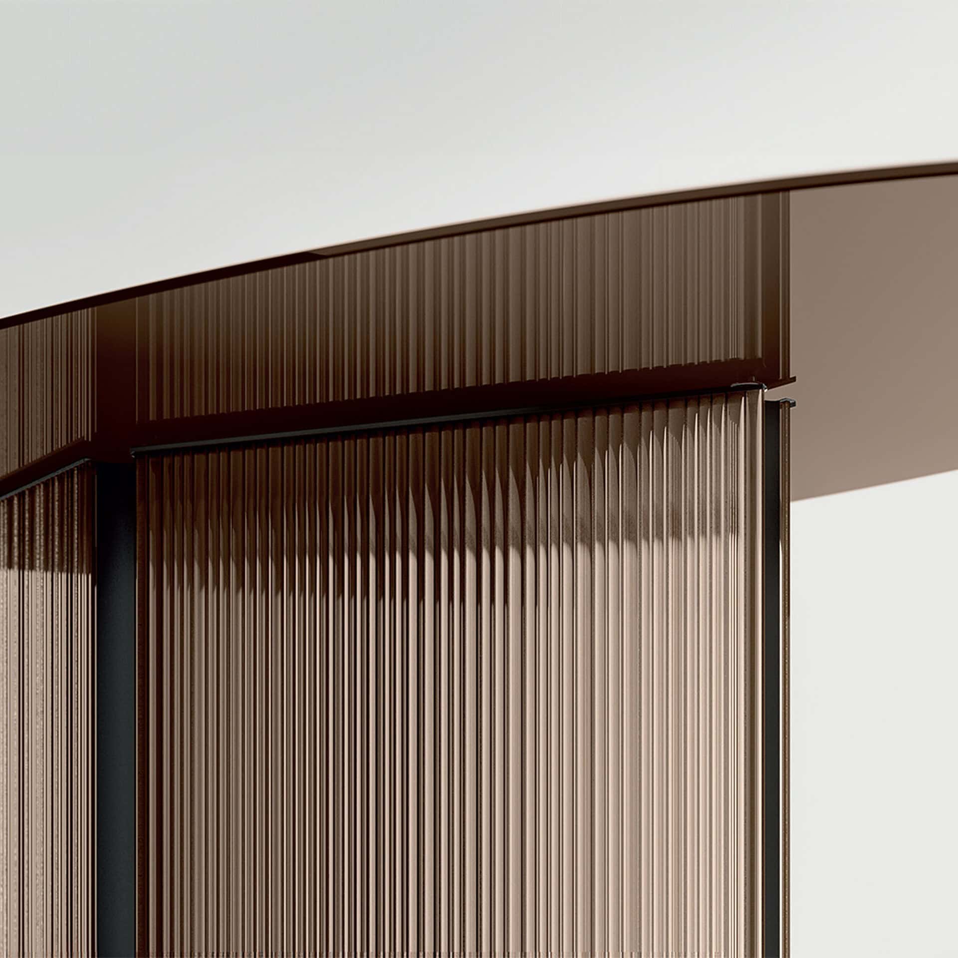 Modern sculptural glass dining table with unique design and craftsmanship.