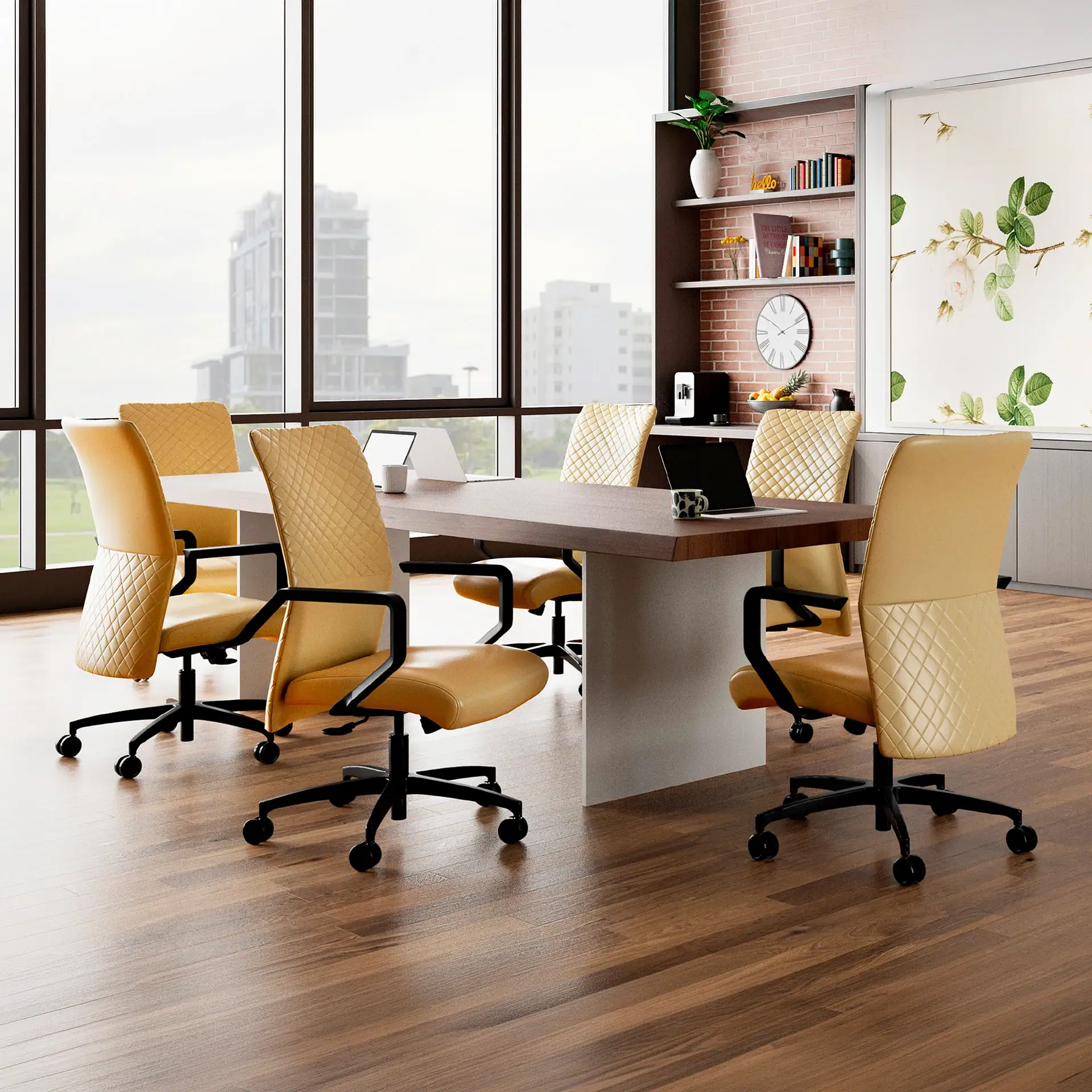 Proform office chairs around a conference table in a modern office.