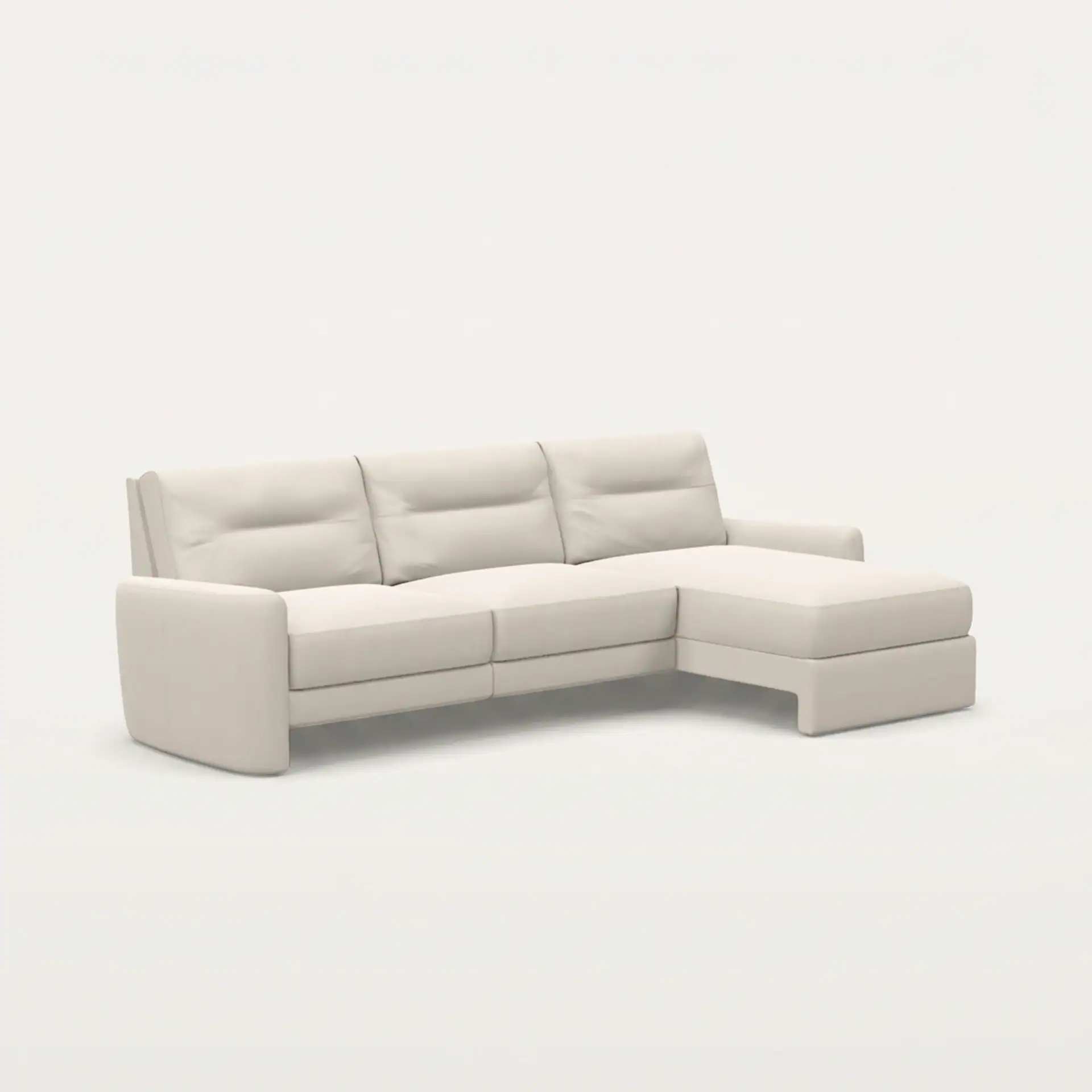 Elegant white sectional sofa with plush cushions, perfect for contemporary living spaces.