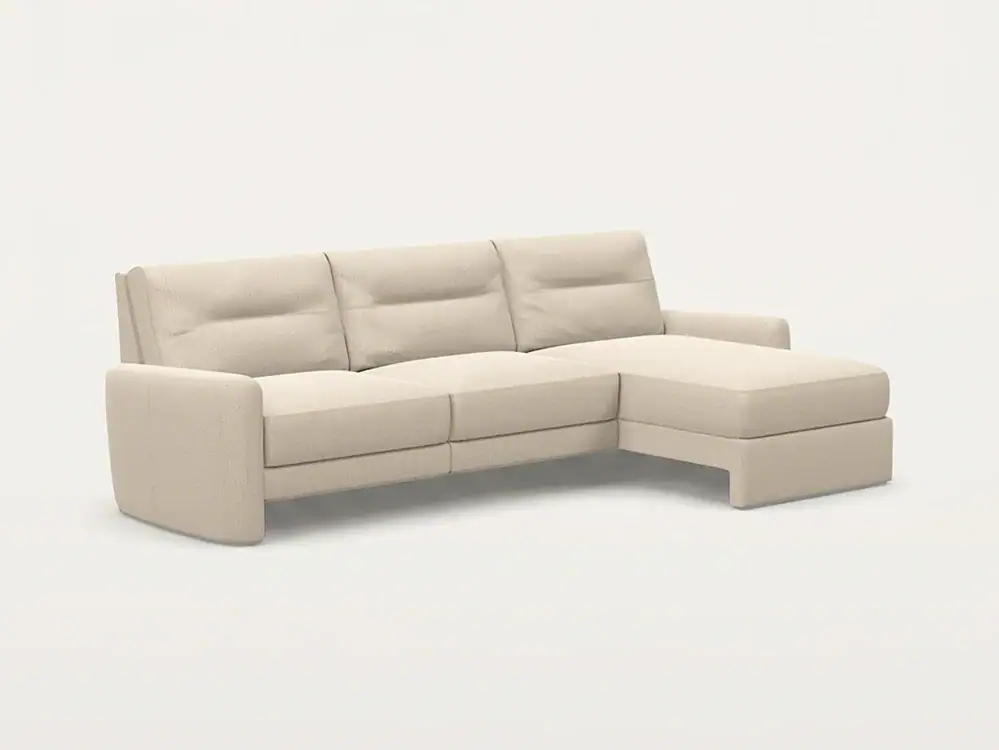 Beige sectional sofa with plush cushions, perfect for contemporary living rooms.