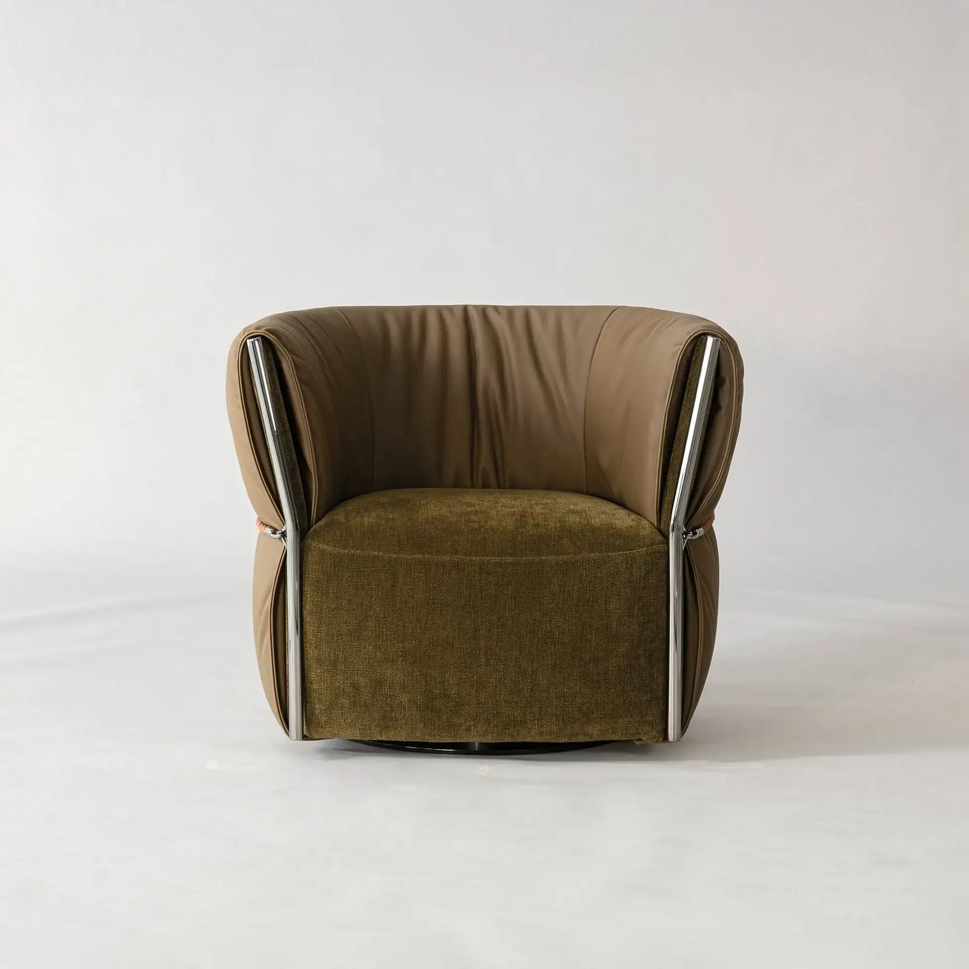 Swivel armchair with leather and fabric upholstery, modern design, perfect for contemporary living s.