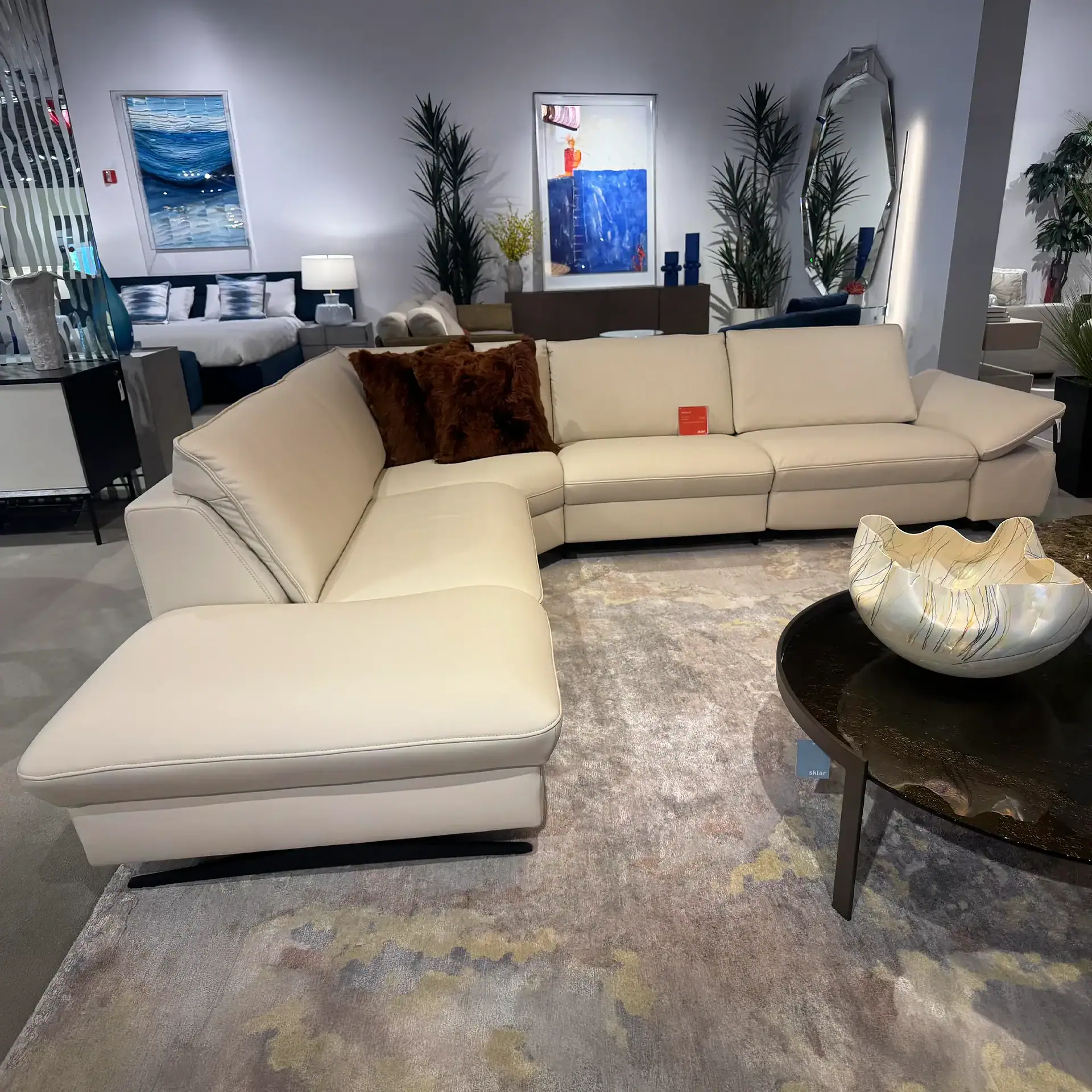 Modern Himolla Alvaro sectional sofa in a showroom setting.