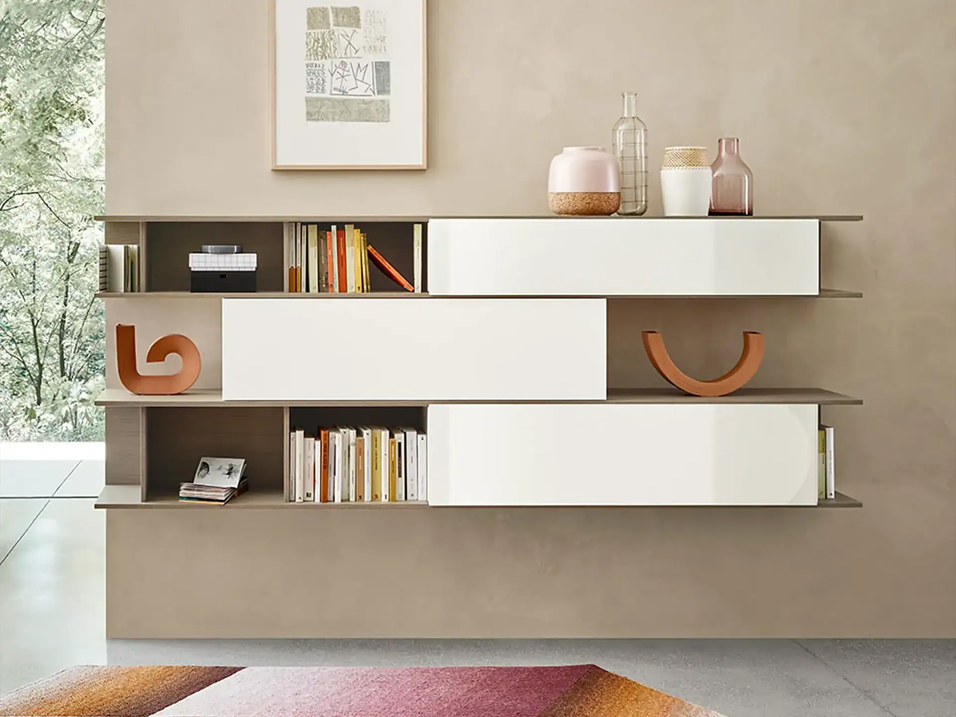 Elegant Sangiacomo Alias hanging bookcase with modern design and ample storage space.