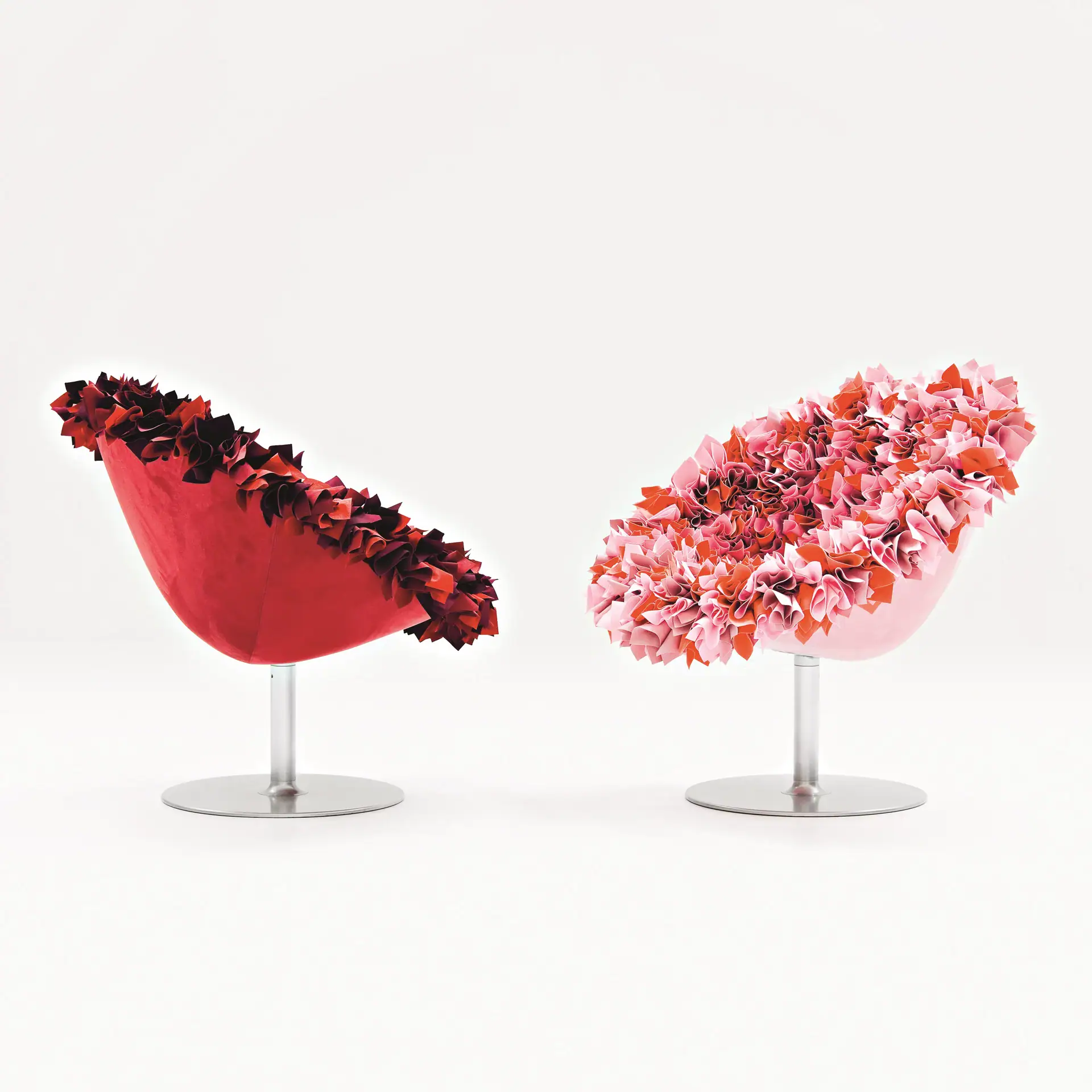 Elegant Bouquet Swivel Armchair with floral upholstery.