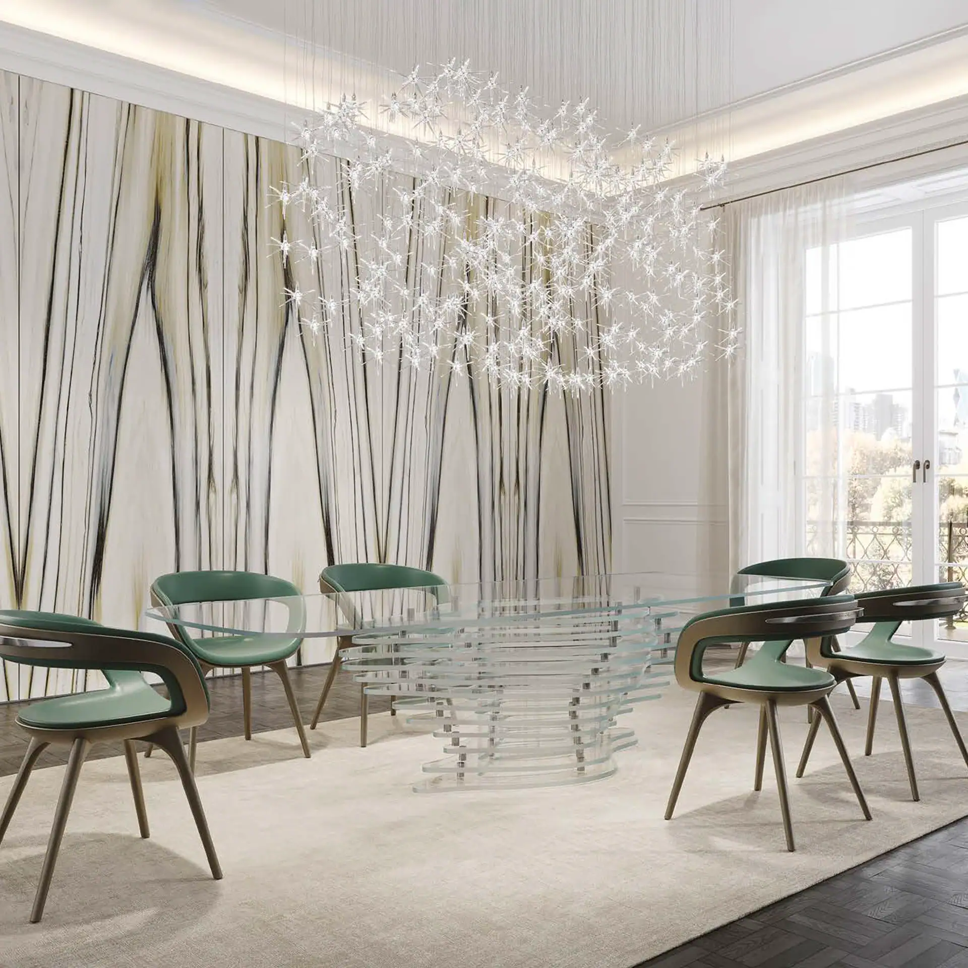 Set of Nido dining armchairs with sleek design in a stylish dining room.