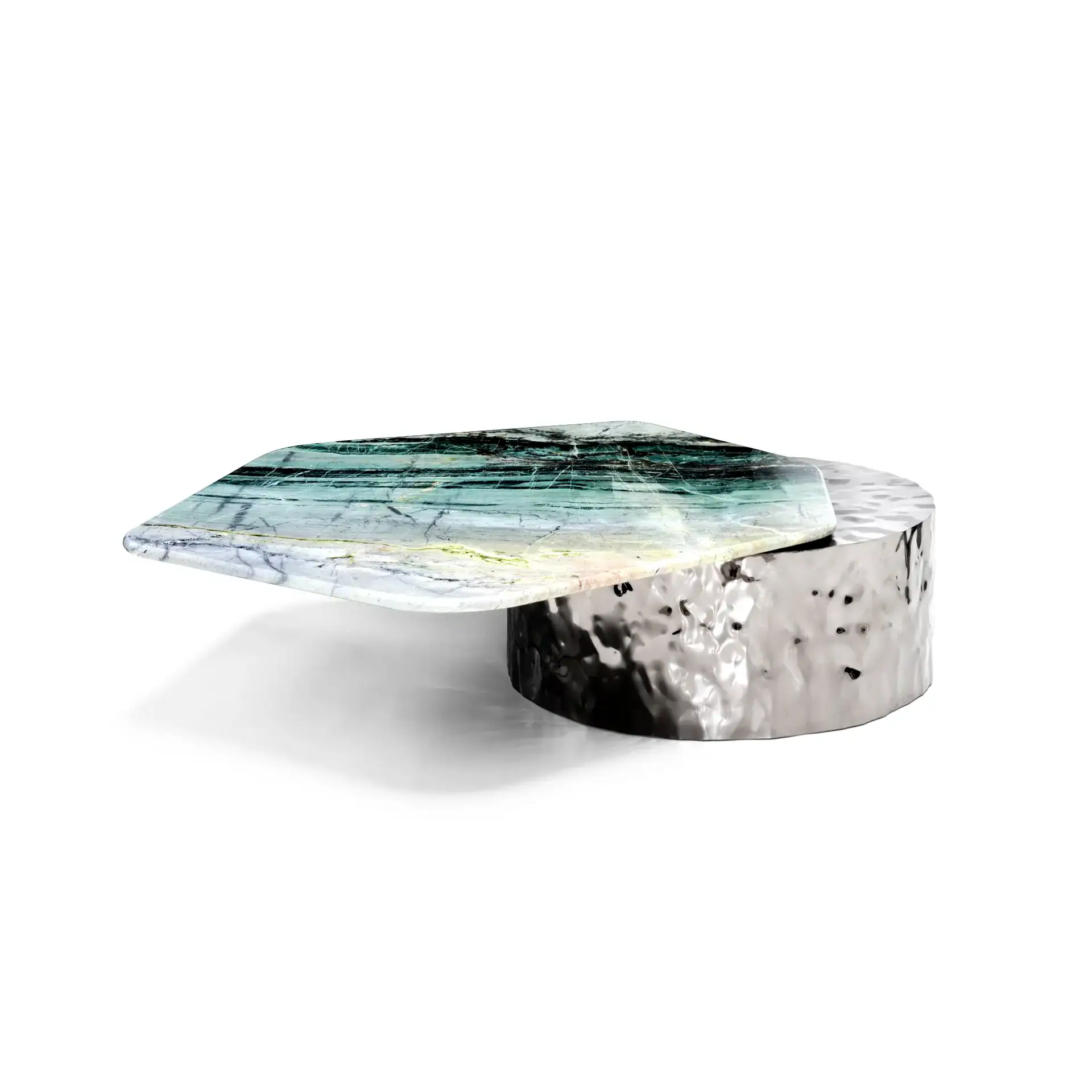 Elegant marble coffee table with a unique, modern design. Perfect for contemporary living spaces.