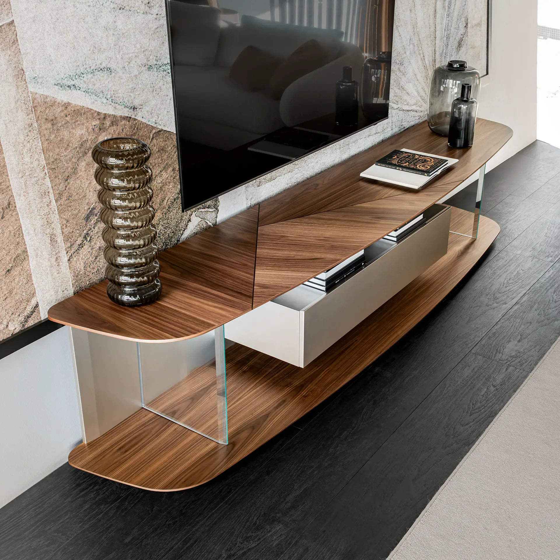 Stylish AltaVista TV cabinet featuring wood accents and contemporary style.