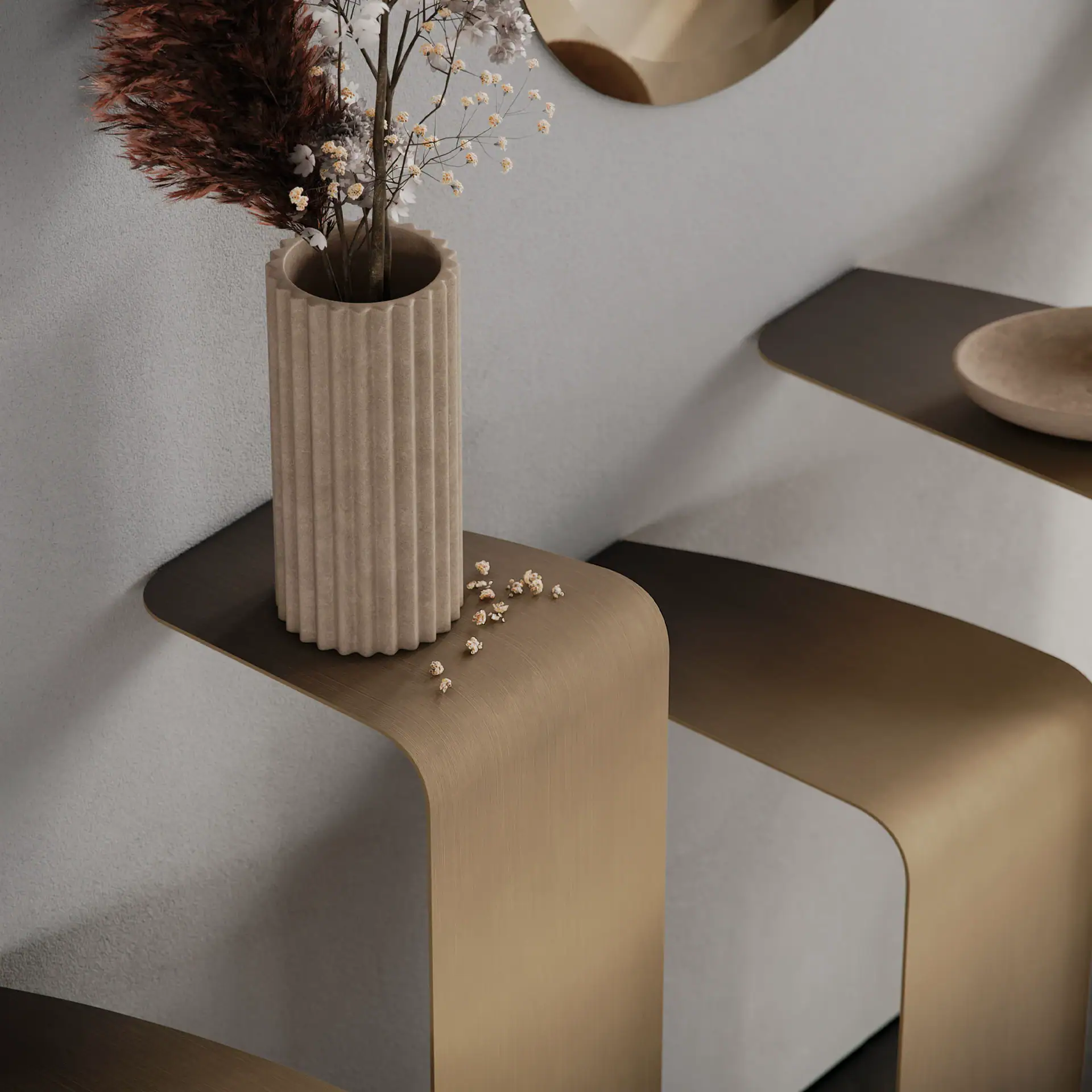 Elegant Peninsula Wall Console with a sleek, modern design. Perfect for enhancing your entryway or l.