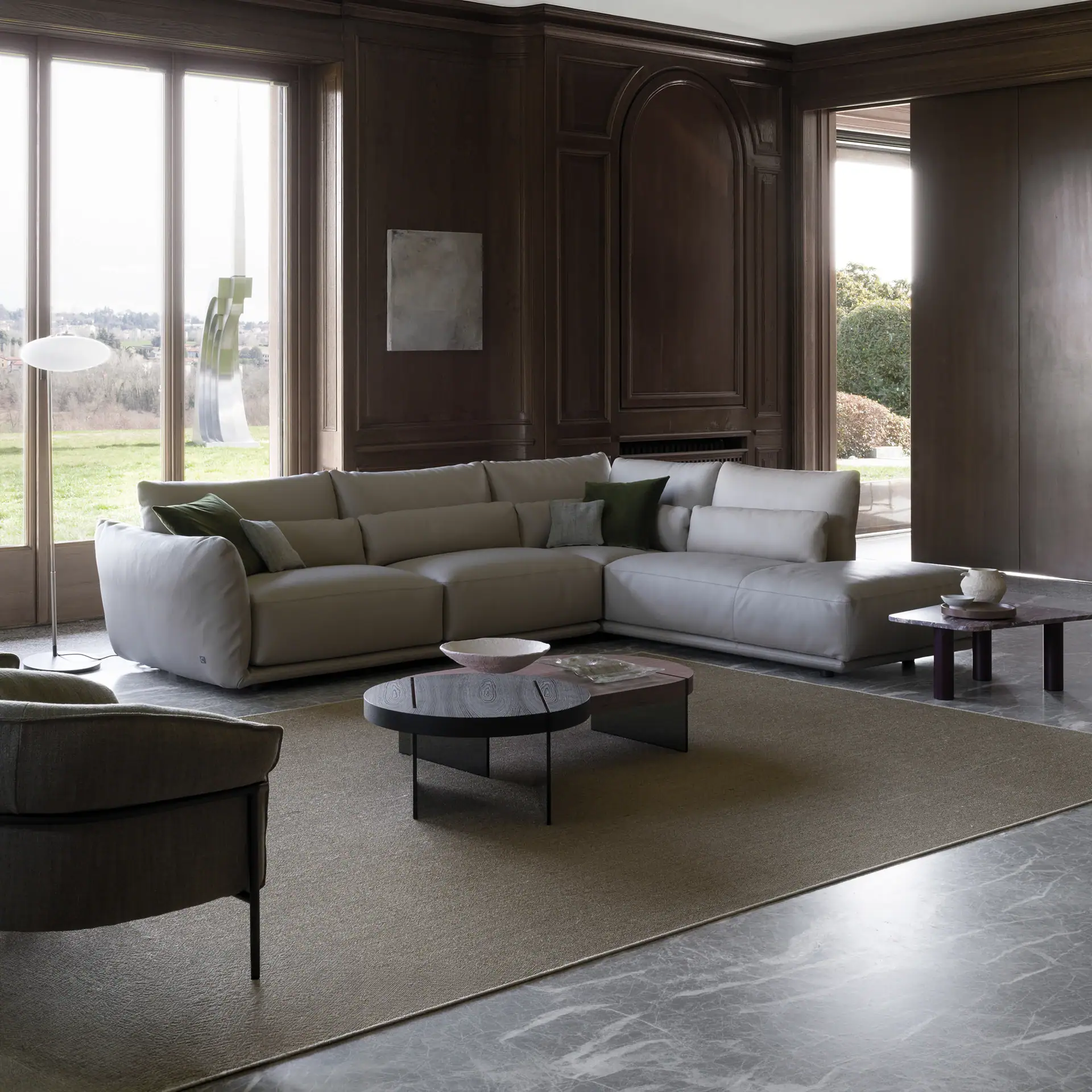 Elegant Clift sectional sofa in a sophisticated living room setting.