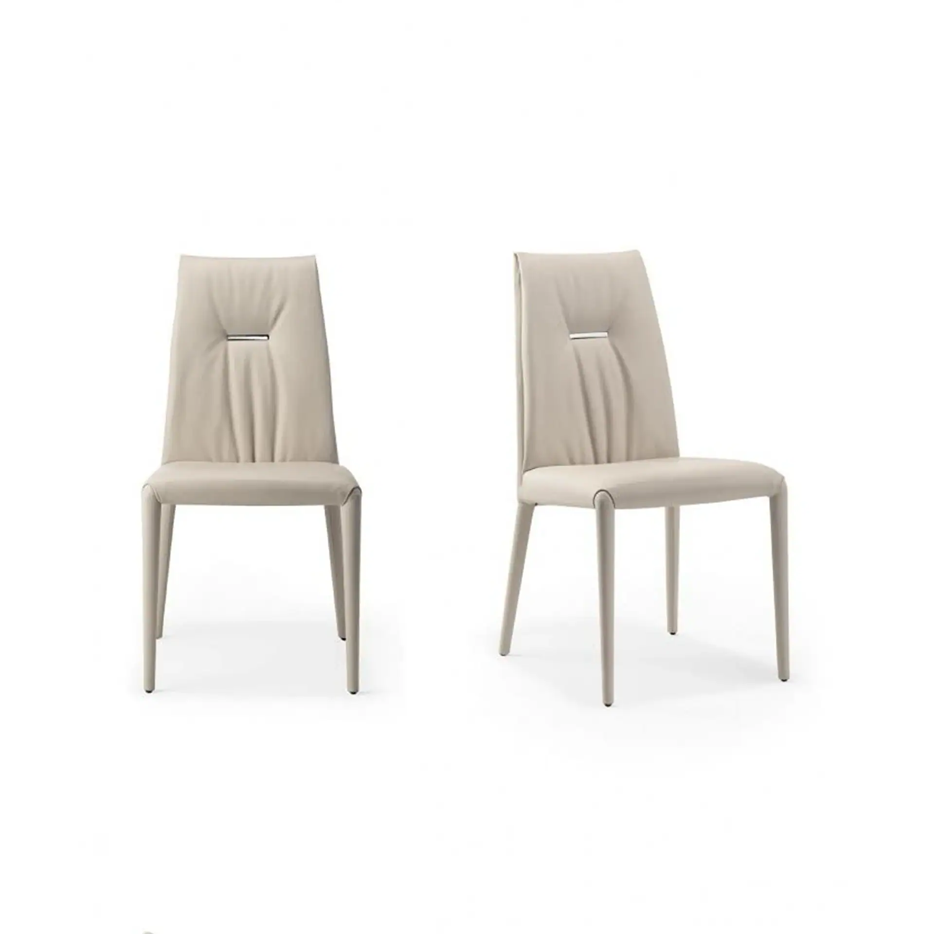 Elegant beige dining chairs with sleek design, perfect for modern home interiors.