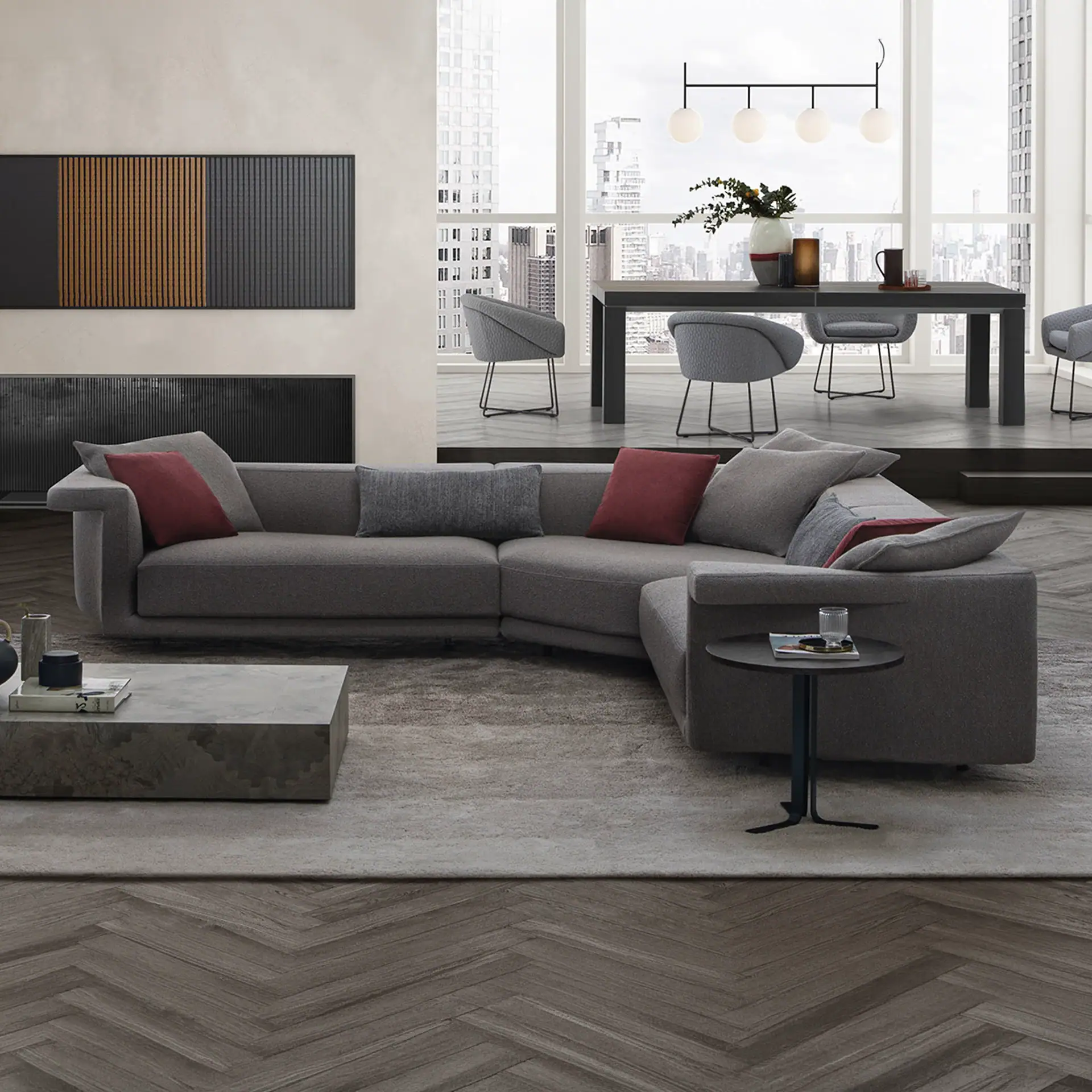 Antelope Angular Sectional Sofa with modern design and plush cushions. Perfect for stylish living ro.