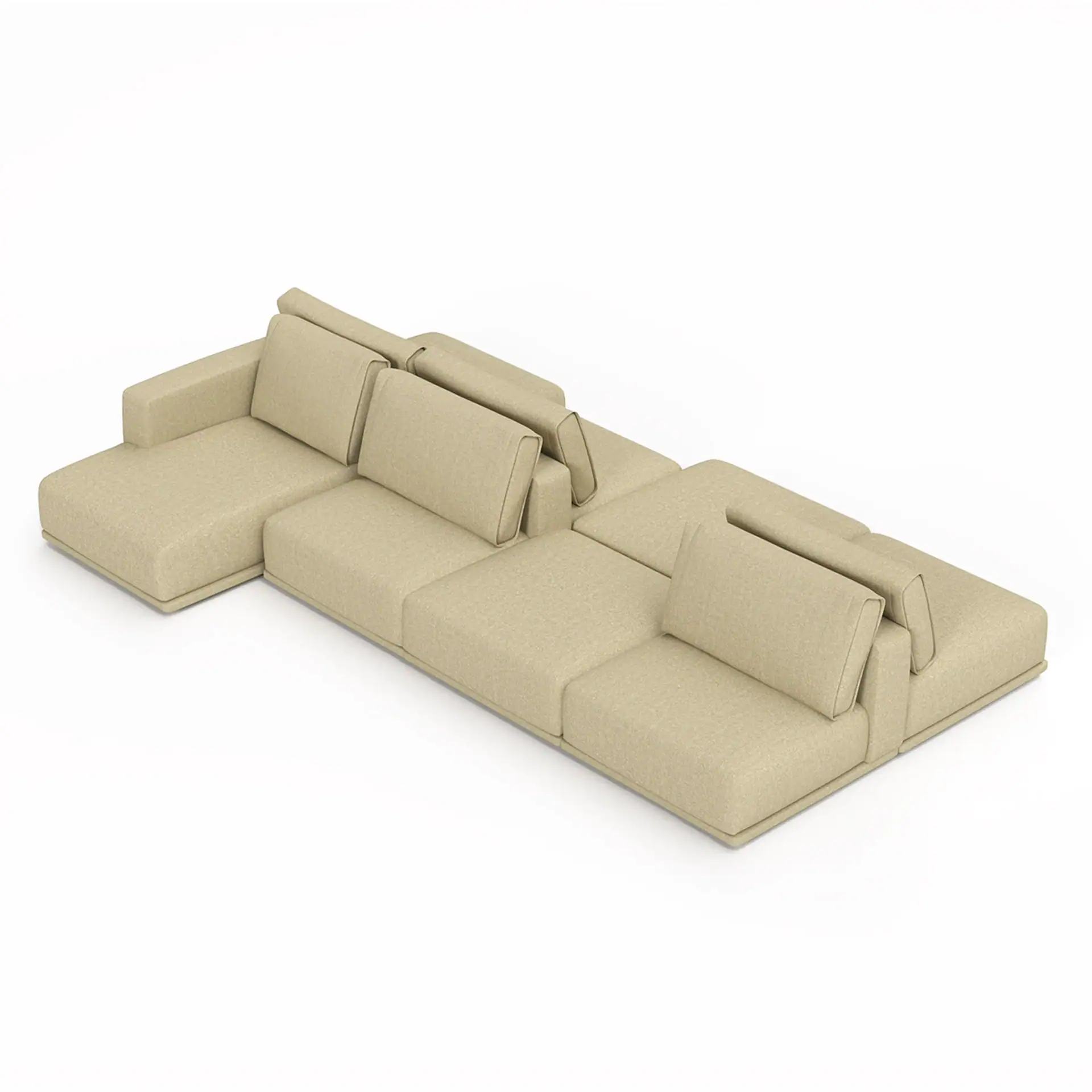 Elegant double-sided sofa for versatile living room seating.