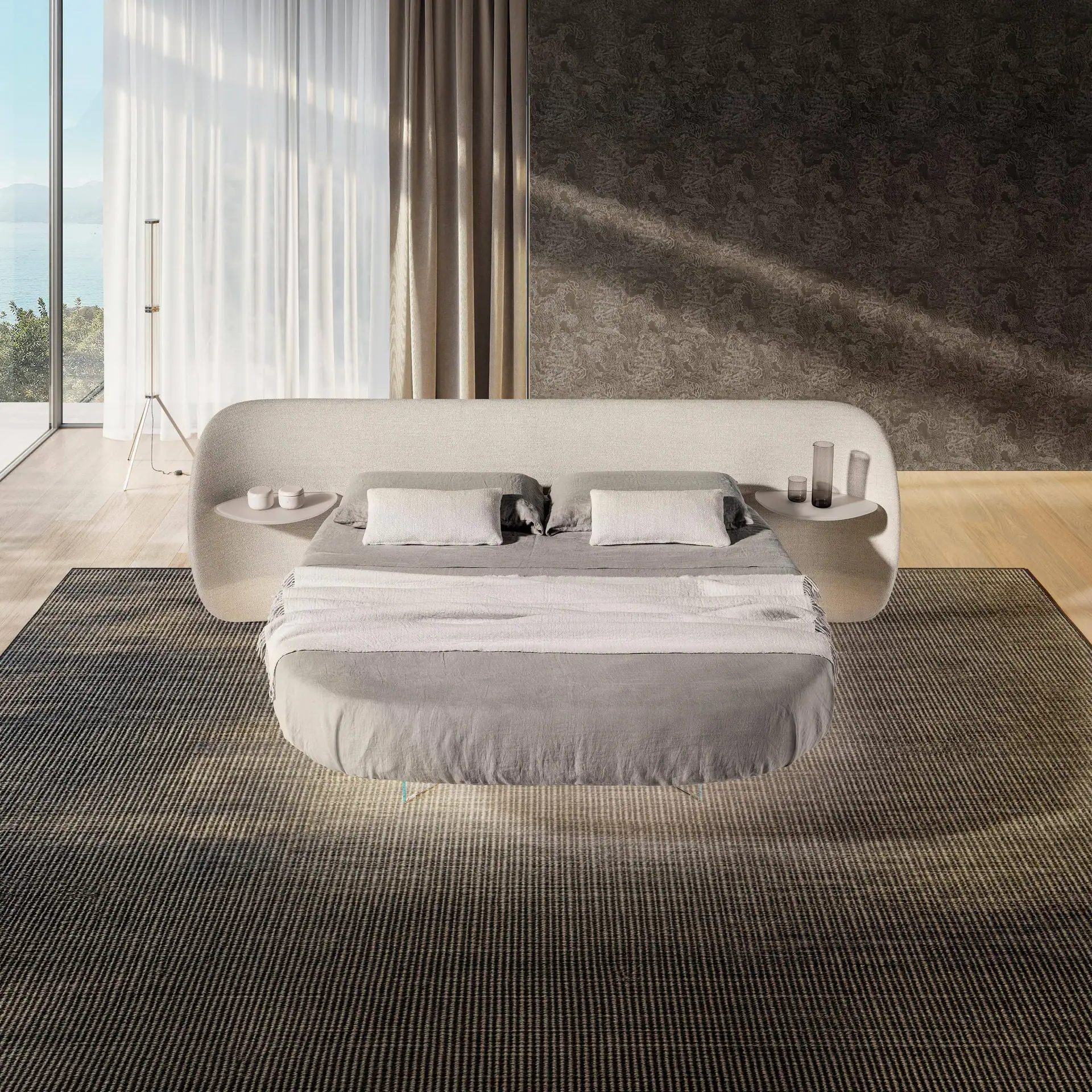 Modern Roundy Air Bed in a stylish bedroom setting.