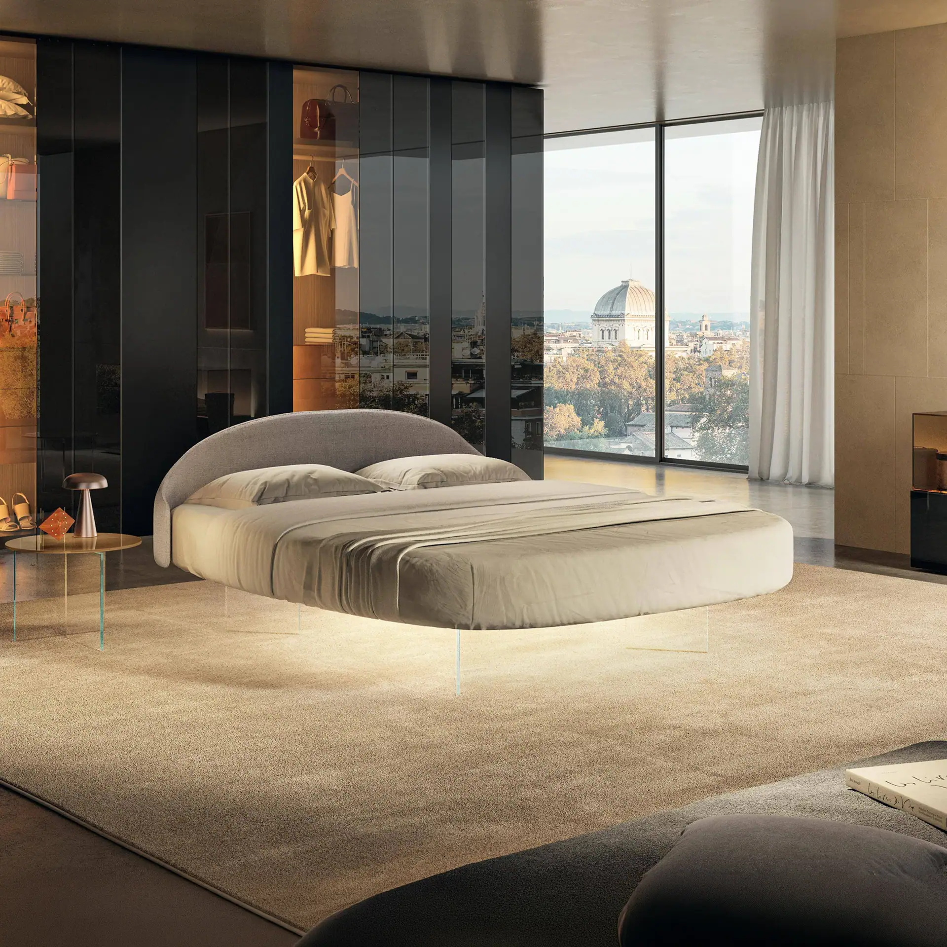 Air Round Bed for Modern Bedroom Decor.