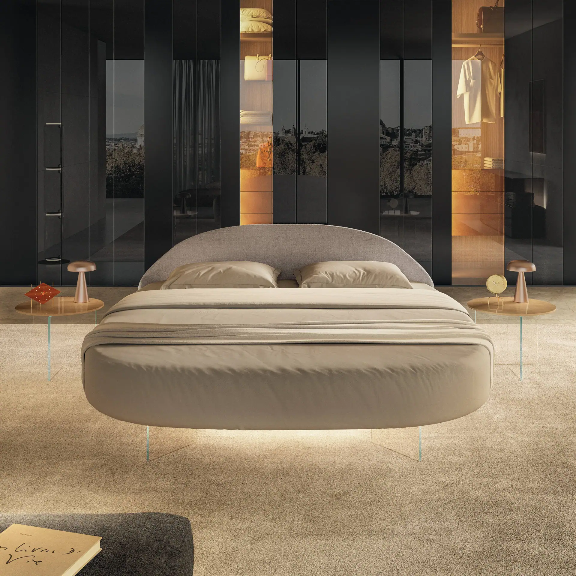 Air-Enhanced Round Bed for Modern Bedrooms.