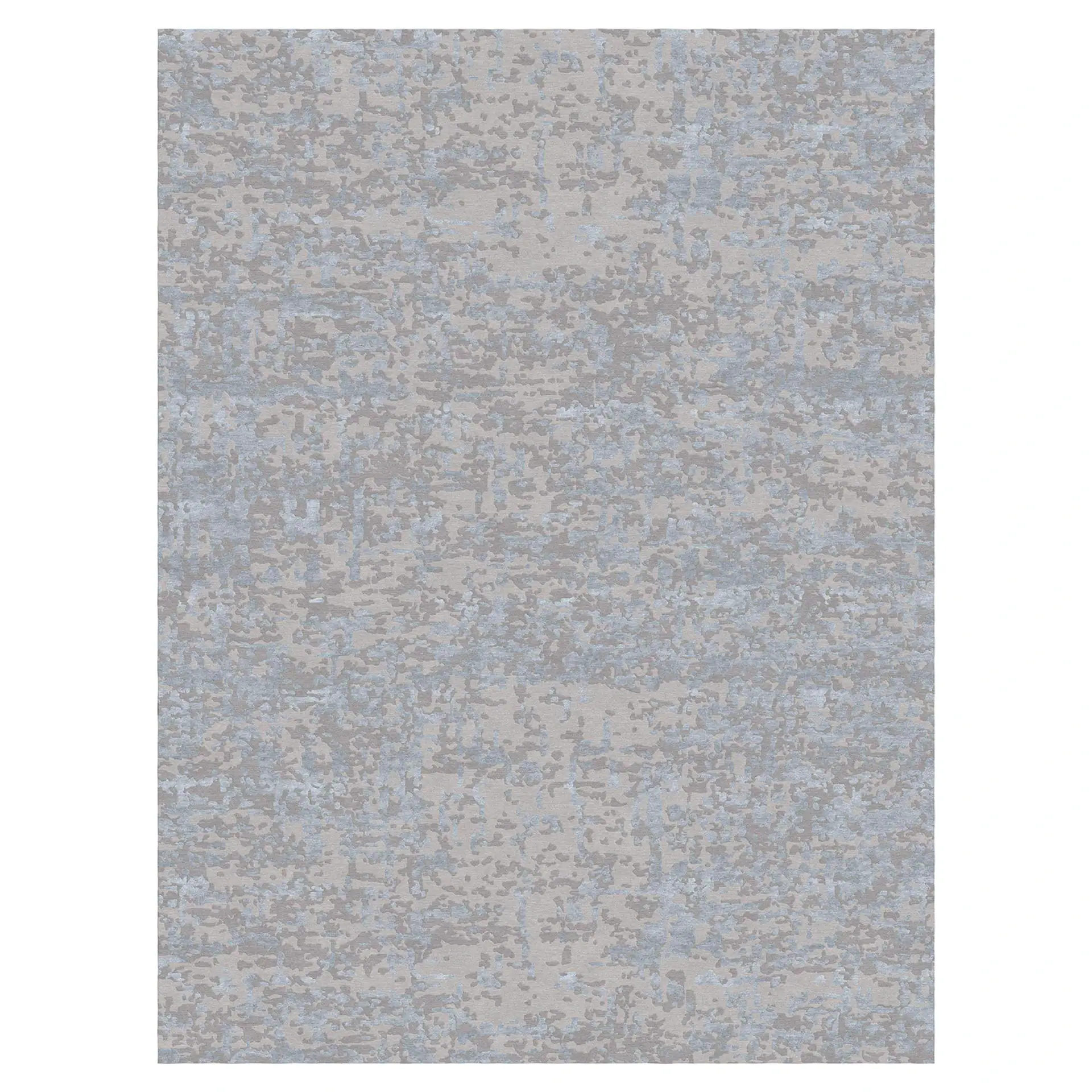 Abstract area rug with a contemporary design in soft beige and gray shades.