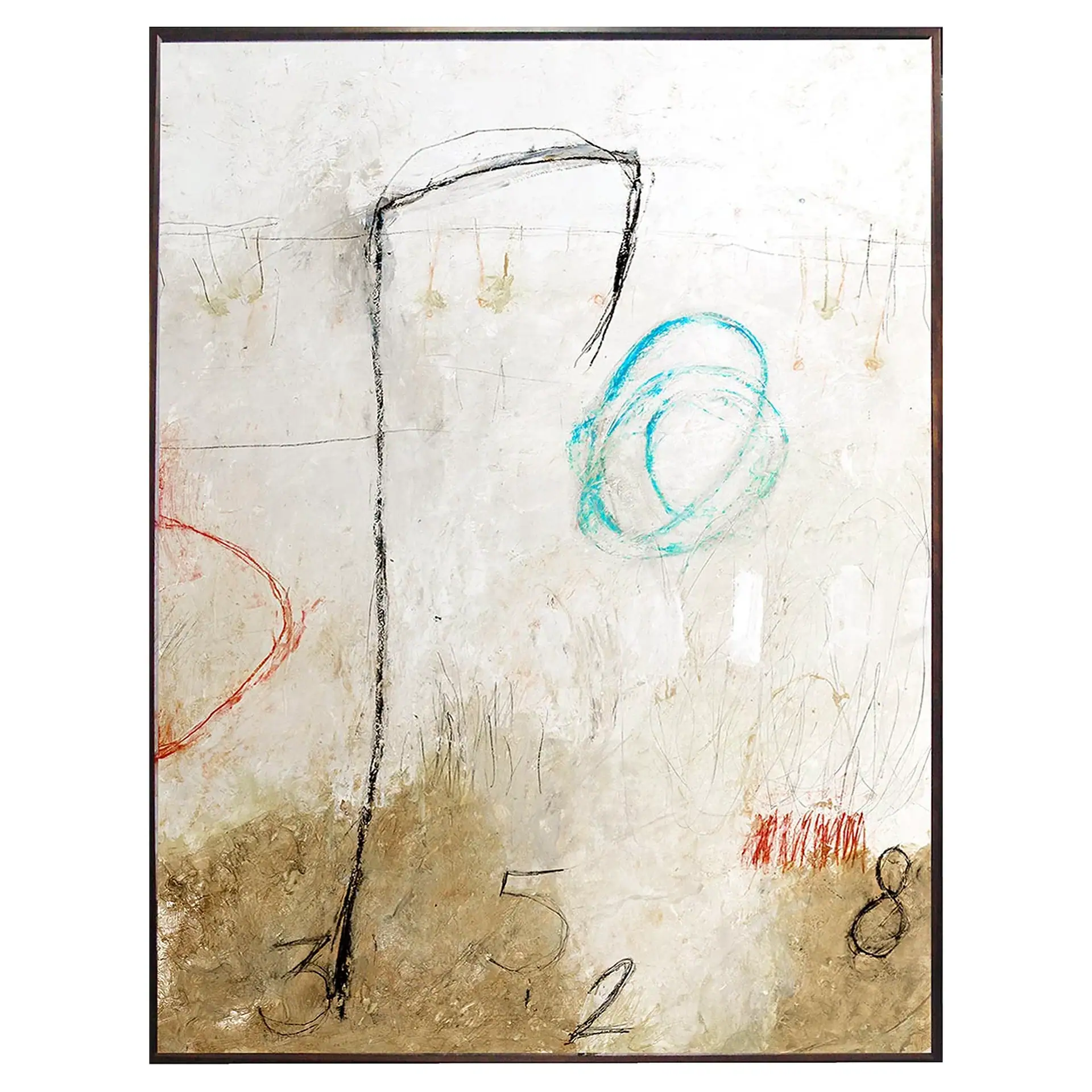 Abstract art piece with colorful sketches and textured background for modern decor.