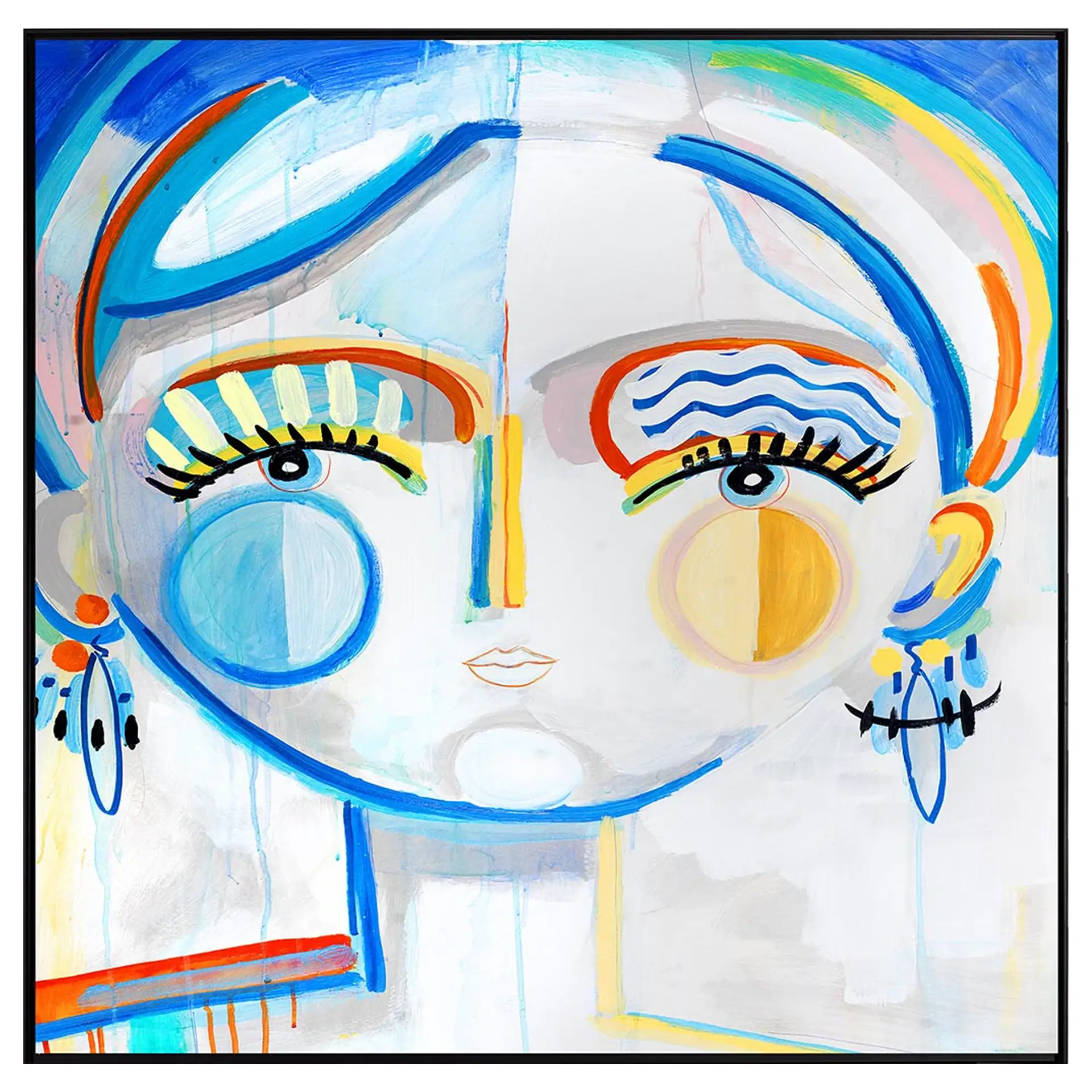 Colorful abstract portrait with bold lines and expressive features.