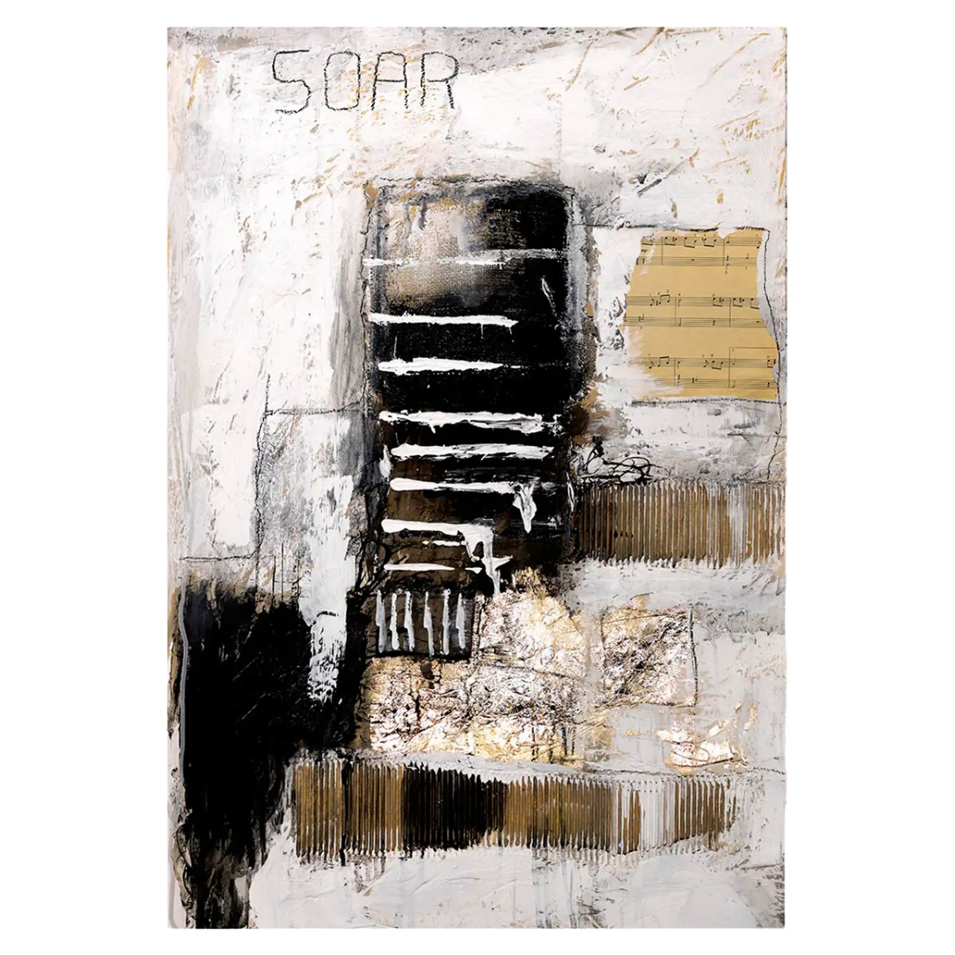 Modern abstract wall art with textured layers and neutral tones, perfect for contemporary interior d.