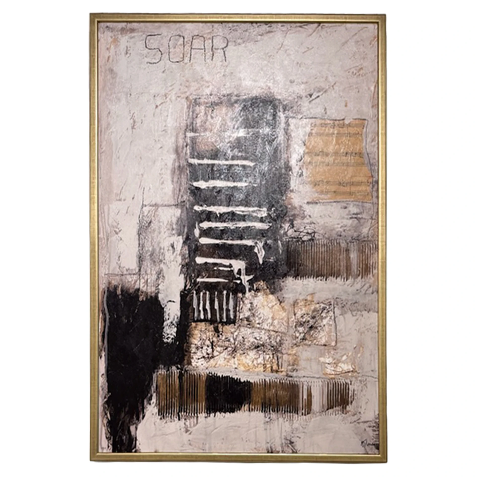 Abstract wall art featuring textured layers and neutral tones, perfect for modern interior decor.