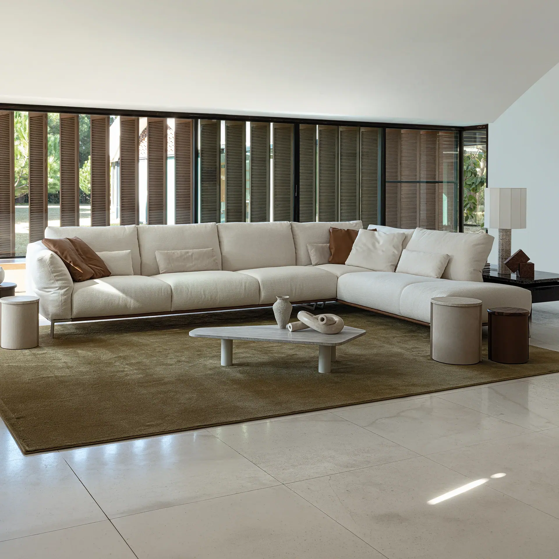 Sklar Furnishings Chapeau Modular Sofa room scene with white sectional.