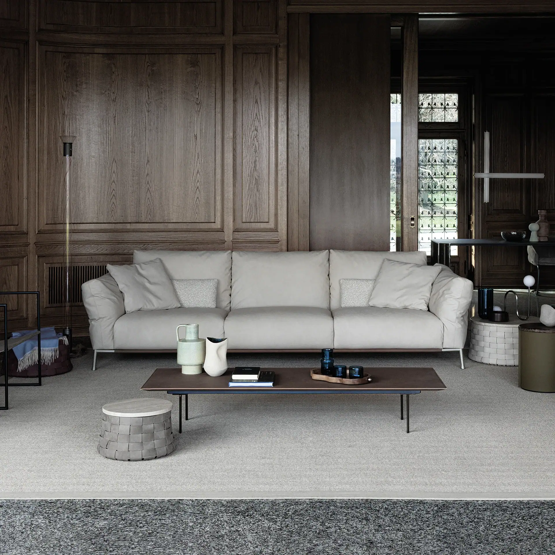 Elegant white Chapeau modular sofa in a sophisticated living room setting.
