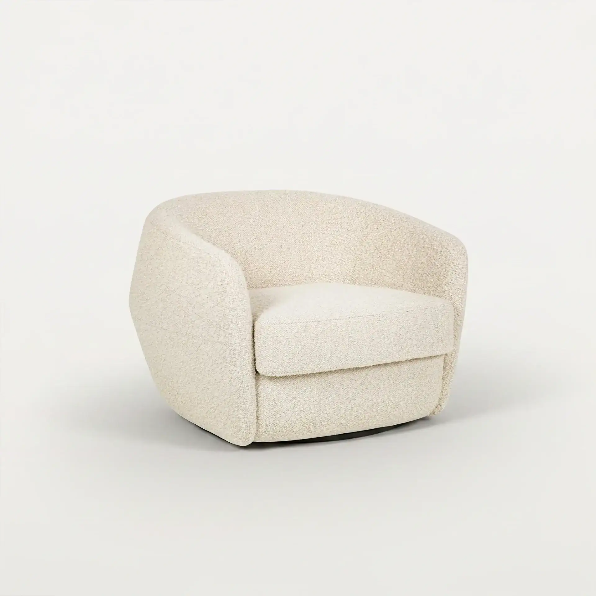 Armchair with plush, textured fabric in a neutral beige color, perfect for contemporary living space.