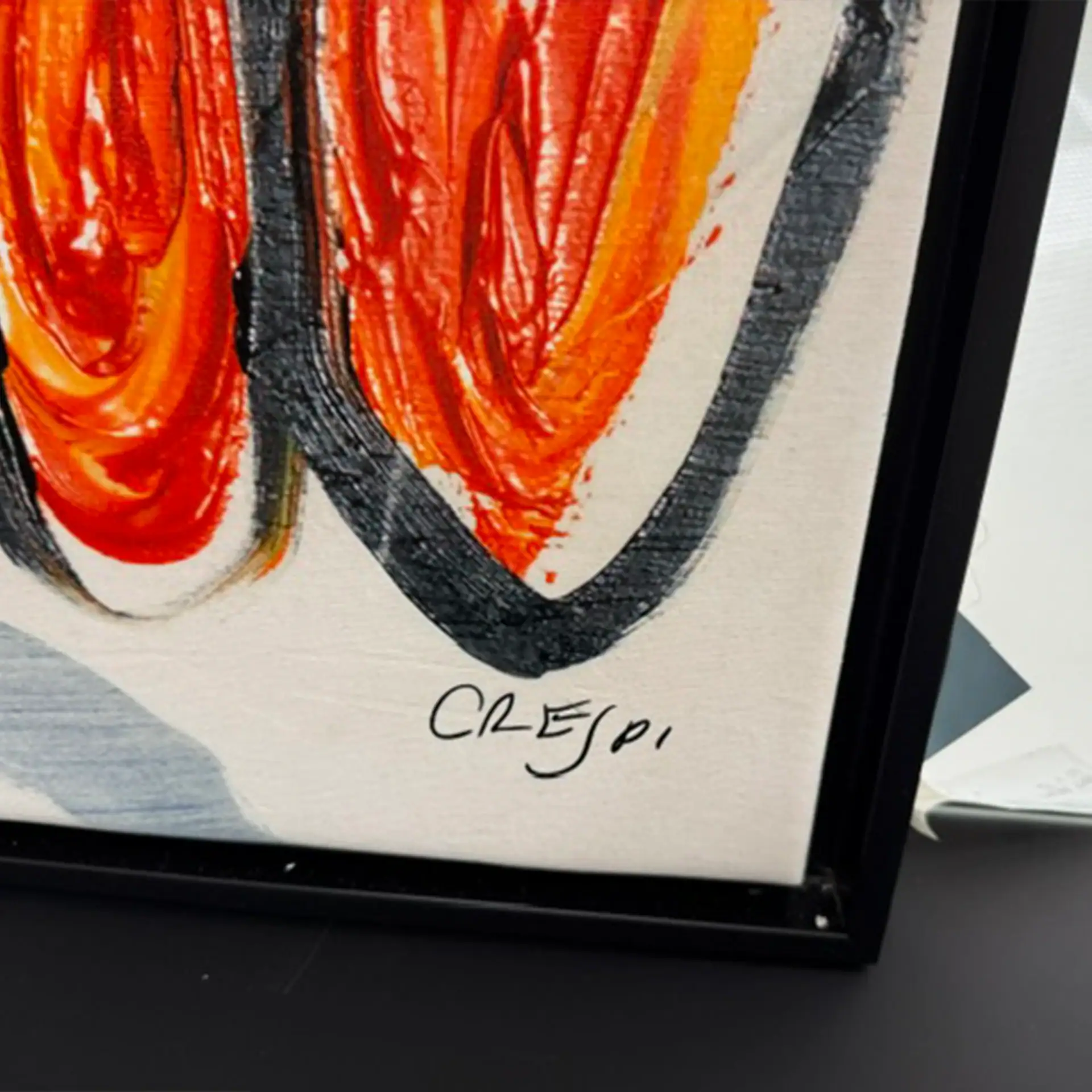 Colorful abstract painting with bold brushstrokes and vibrant hues.
