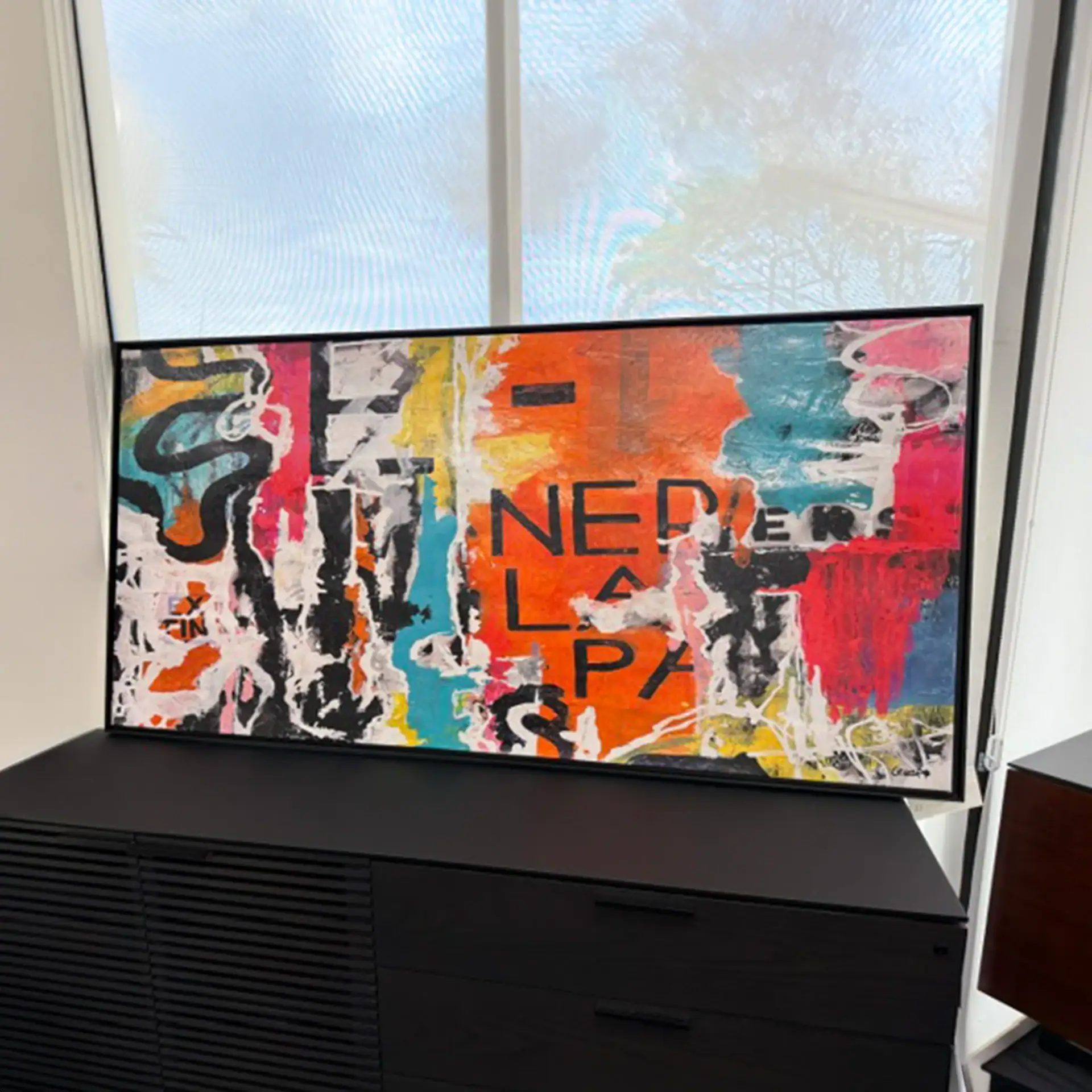 Colorful abstract wall art titled Chasing Rays by Sklar Furnishings.