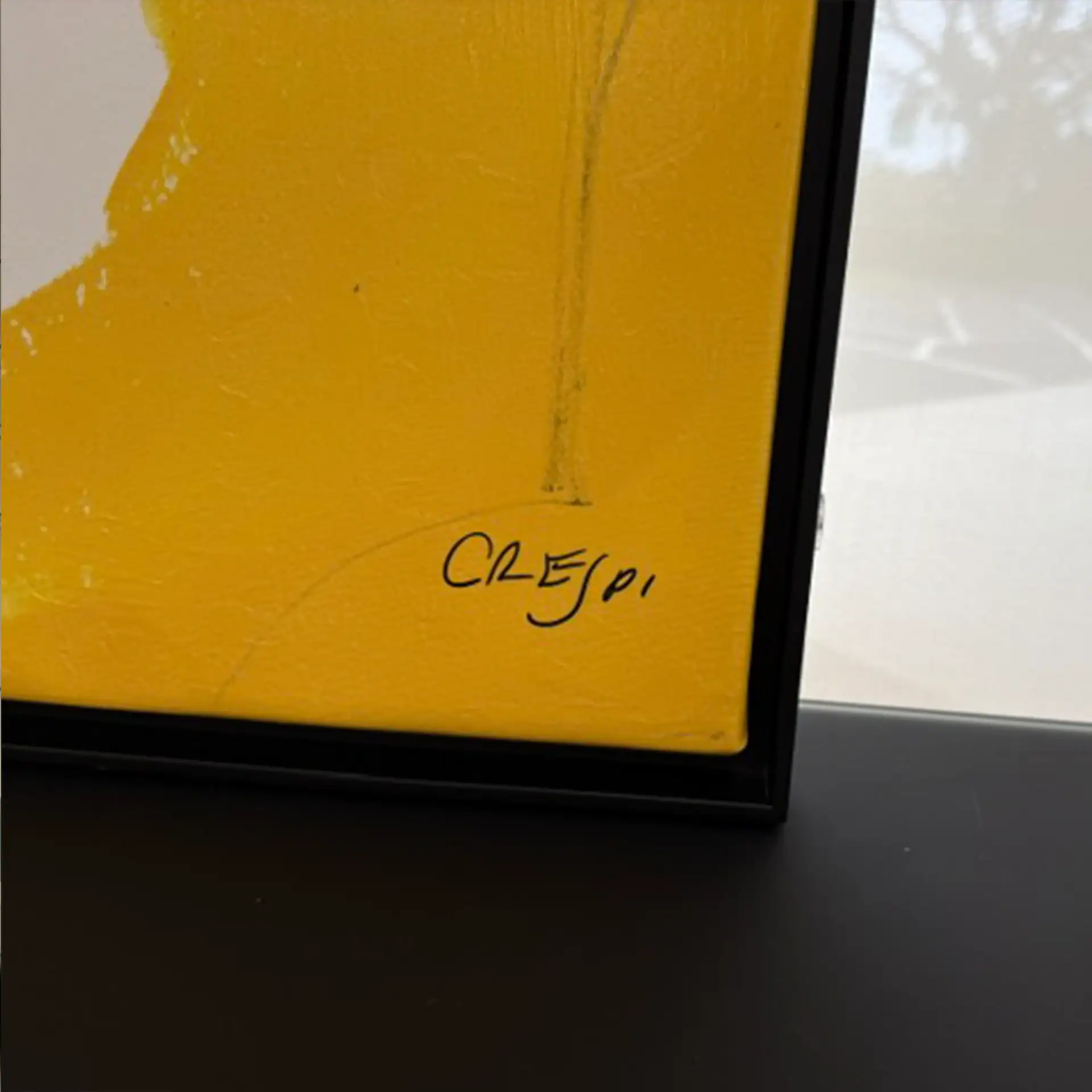 Close-up of Sklar Furnishings wall art with signature detail.