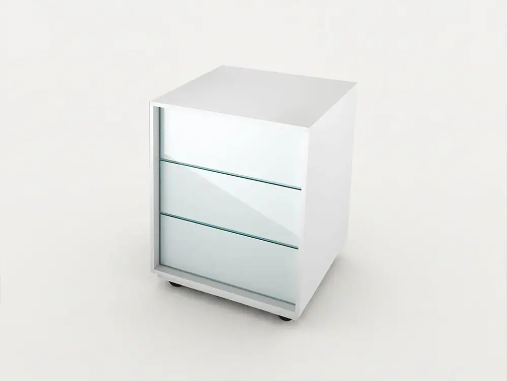 Modern white 3-drawer cabinet for stylish storage solutions.