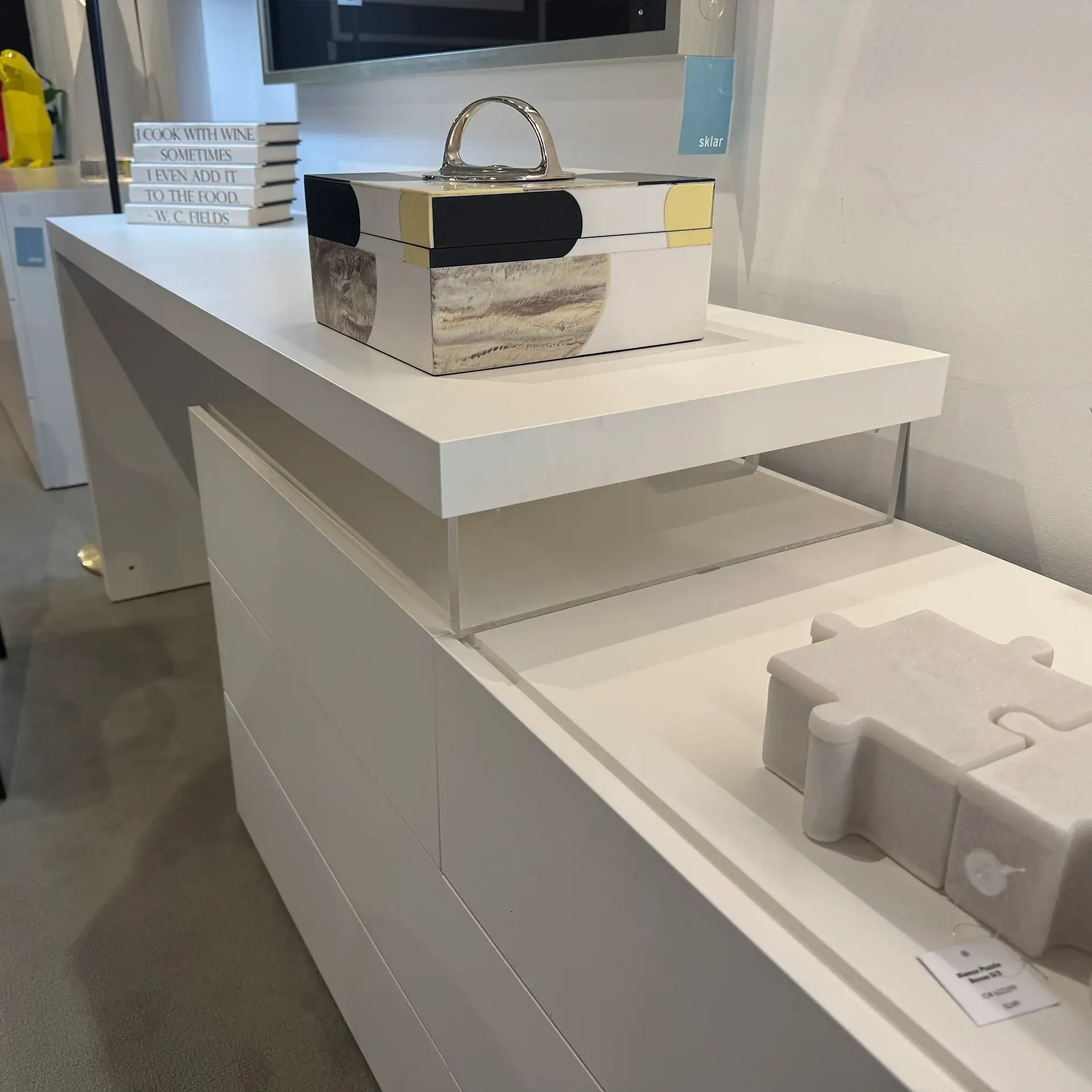 Modern Pianca Domino desk and dresser in a sleek white finish.