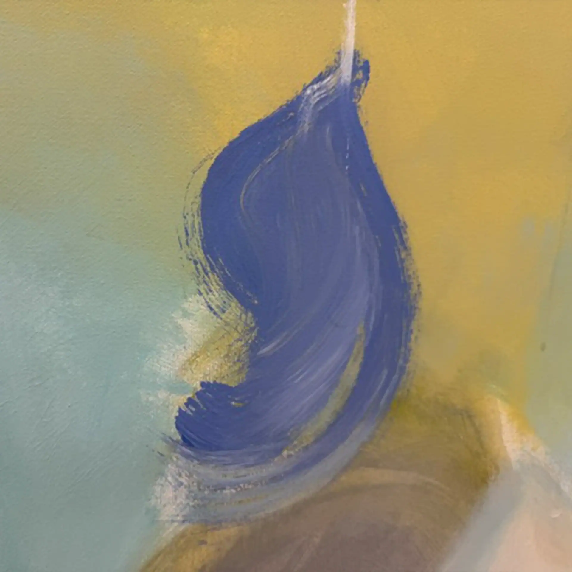 Abstract blue and yellow wall art from Sklar Furnishings.
