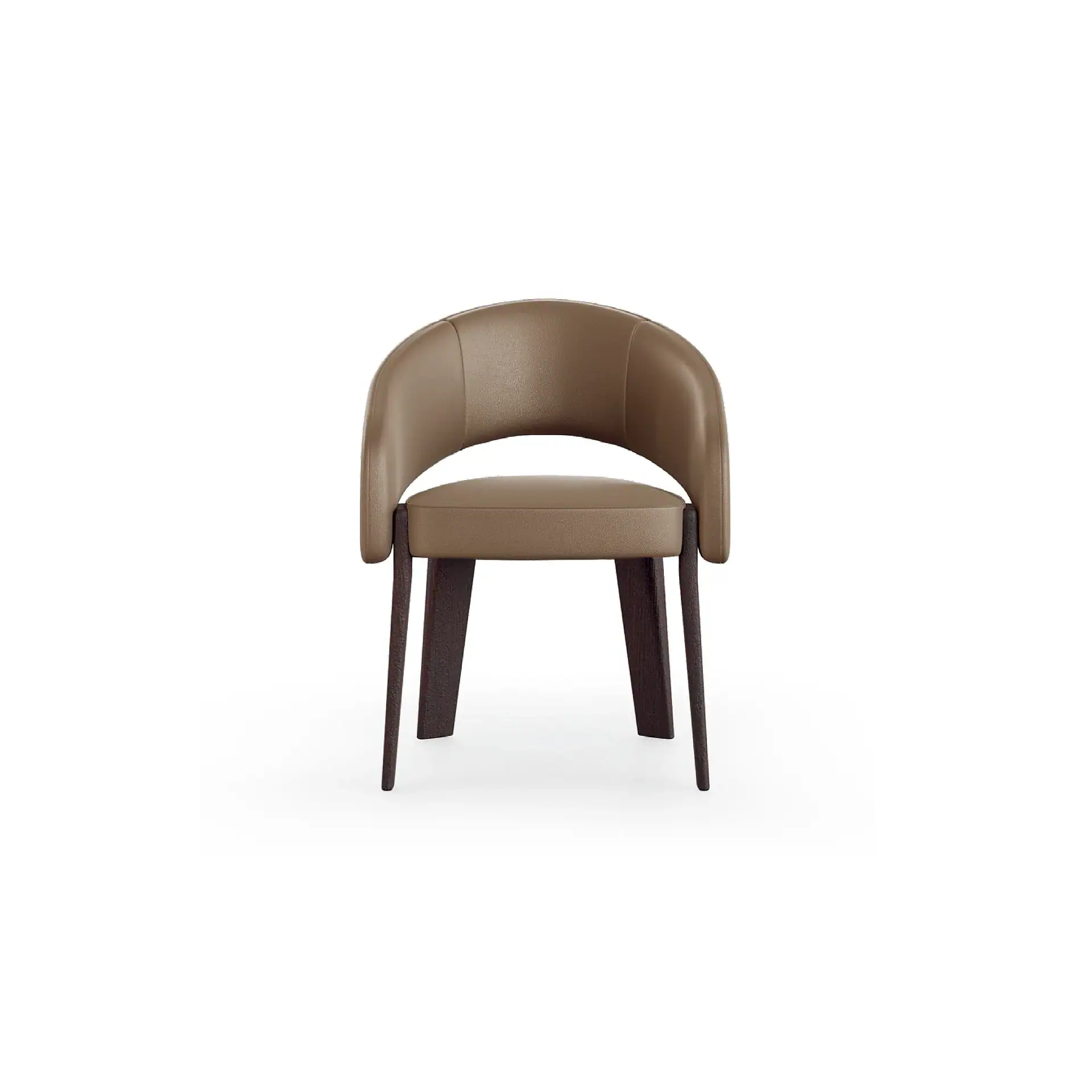 Elegant fur upholstered dining chair with dark wooden legs.