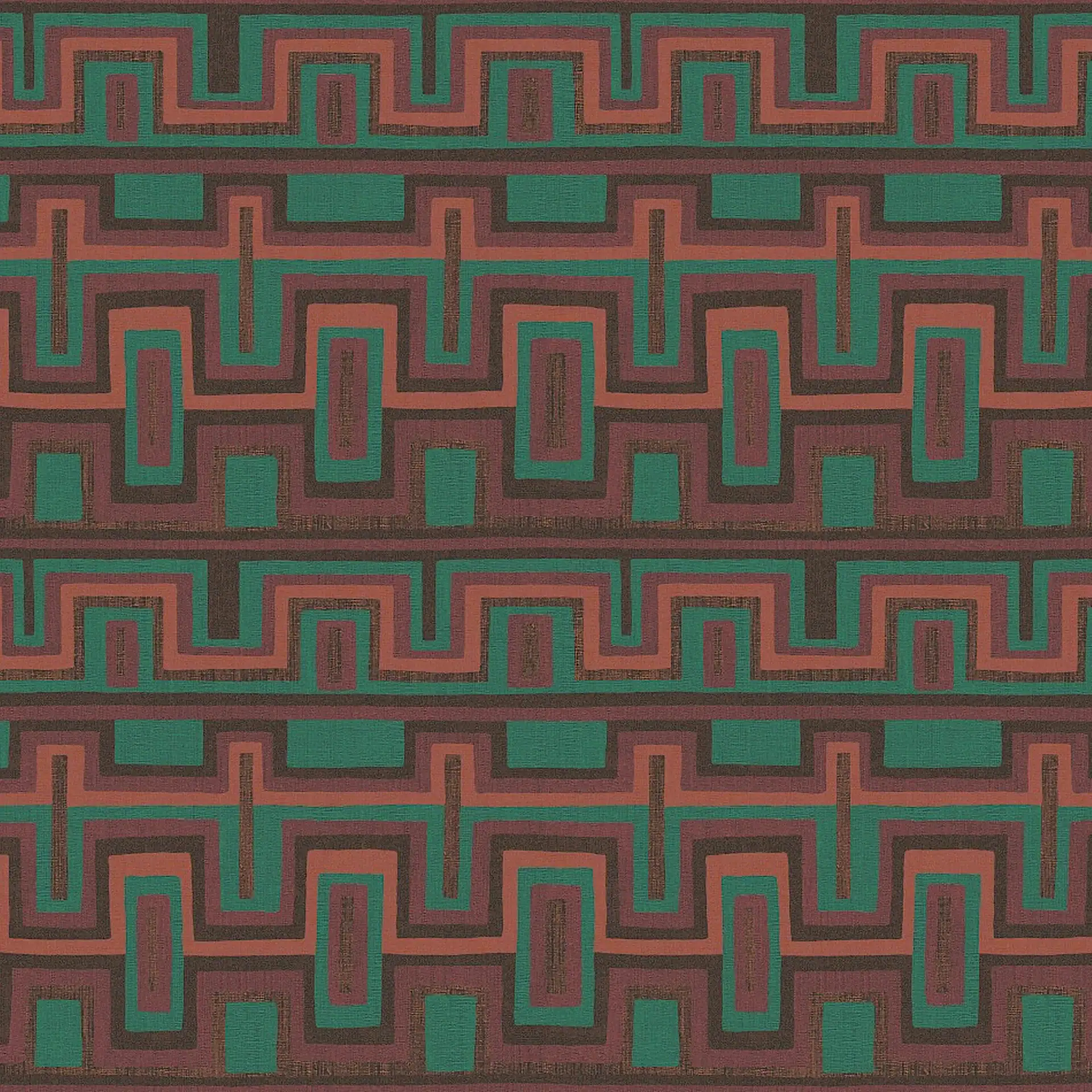 Geometric Morelos Cameo wallpaper with green, brown, and black colors.