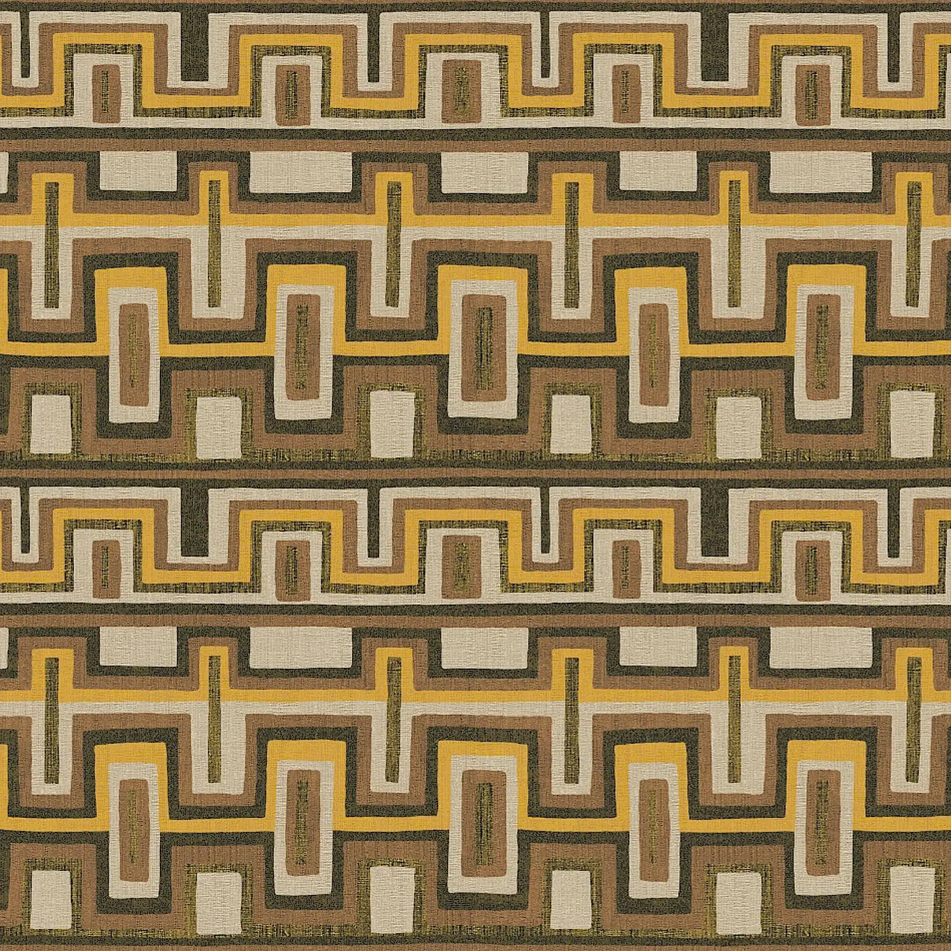 Geometric Morelos Cameo wallpaper with earthy tones and intricate design.